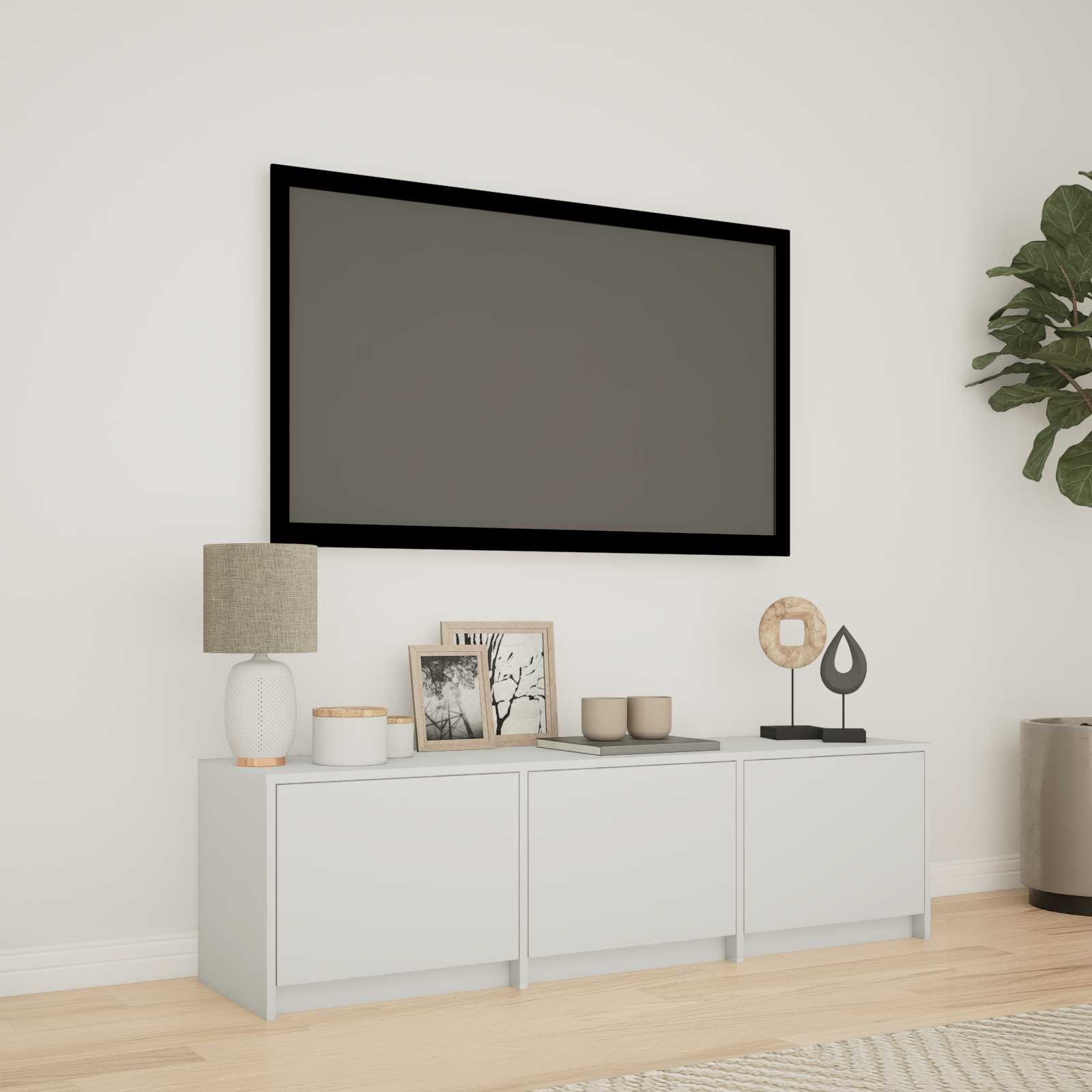 TV spintelė su LED Baltas 140 x 34 x 40 cm Dirbtinė mediena