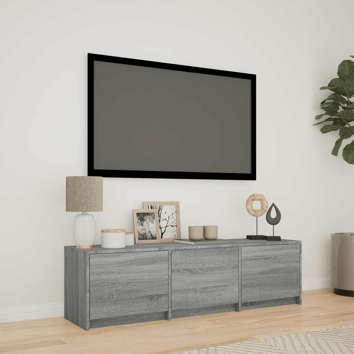 TV spintelė su LED su LED Pilka Sonoma 140 x 34 x 40 cm