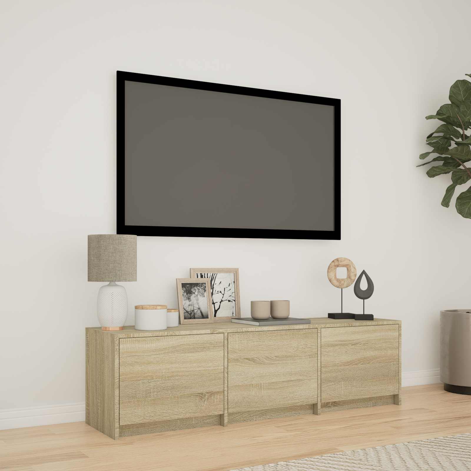 TV spintelė su LED su LED Sonoma ąžuolas 140 x 34 x 40 cm