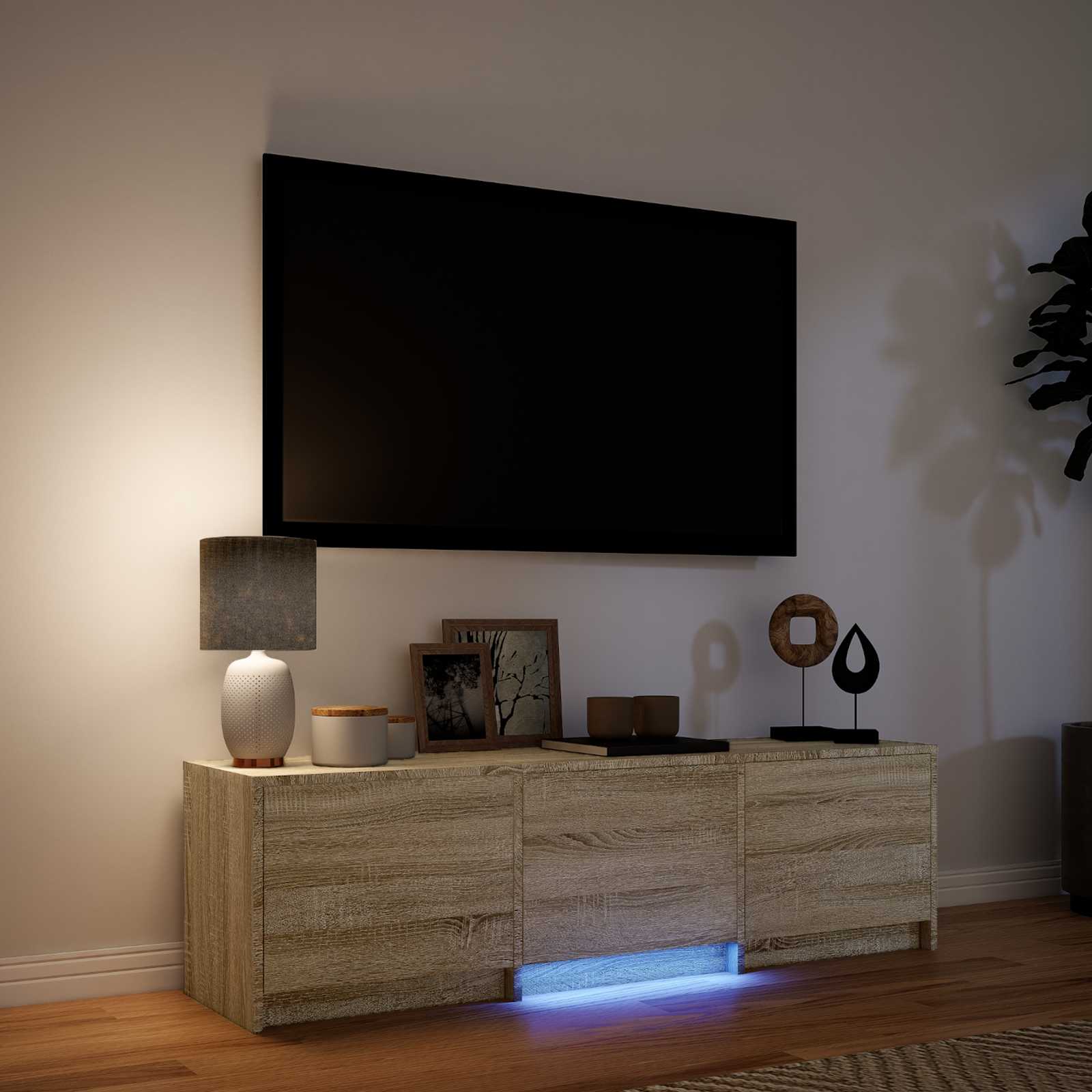 TV spintelė su LED su LED Sonoma ąžuolas 140 x 34 x 40 cm