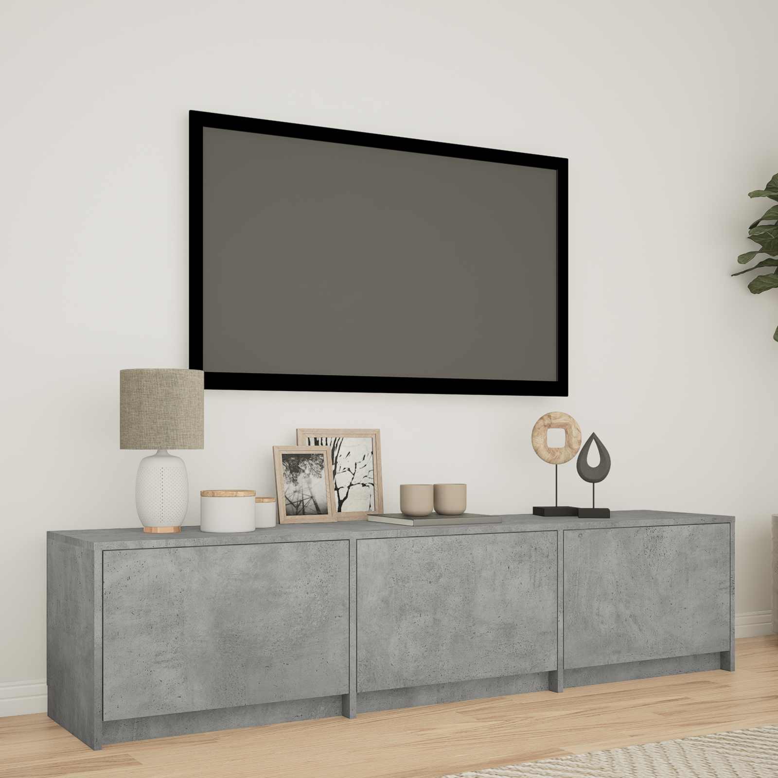 TV spintelė su LED 165x34x40 cm Betono Pilka Dirbtinė mediena