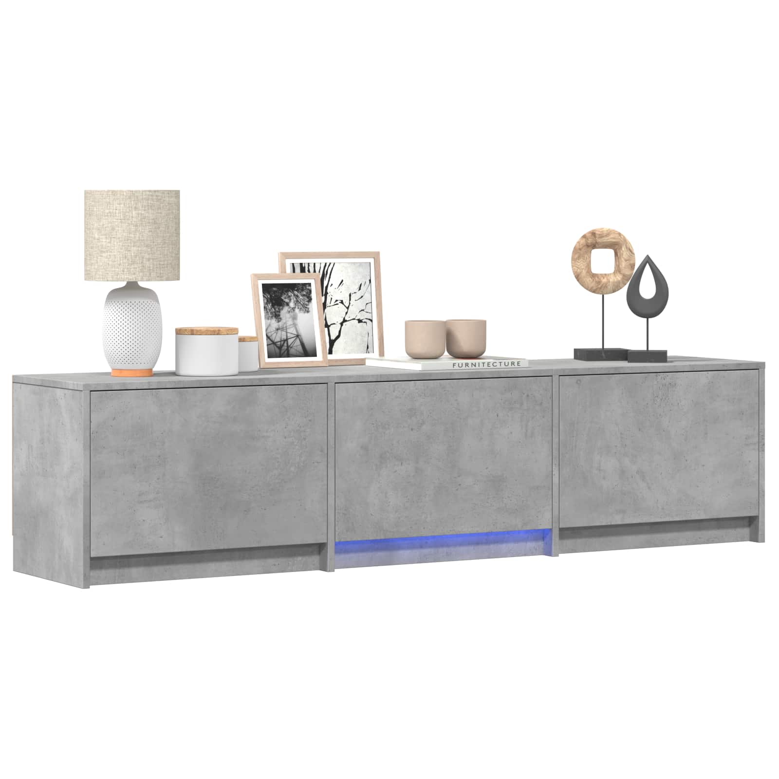 TV spintelė su LED 165x34x40 cm Betono Pilka Dirbtinė mediena