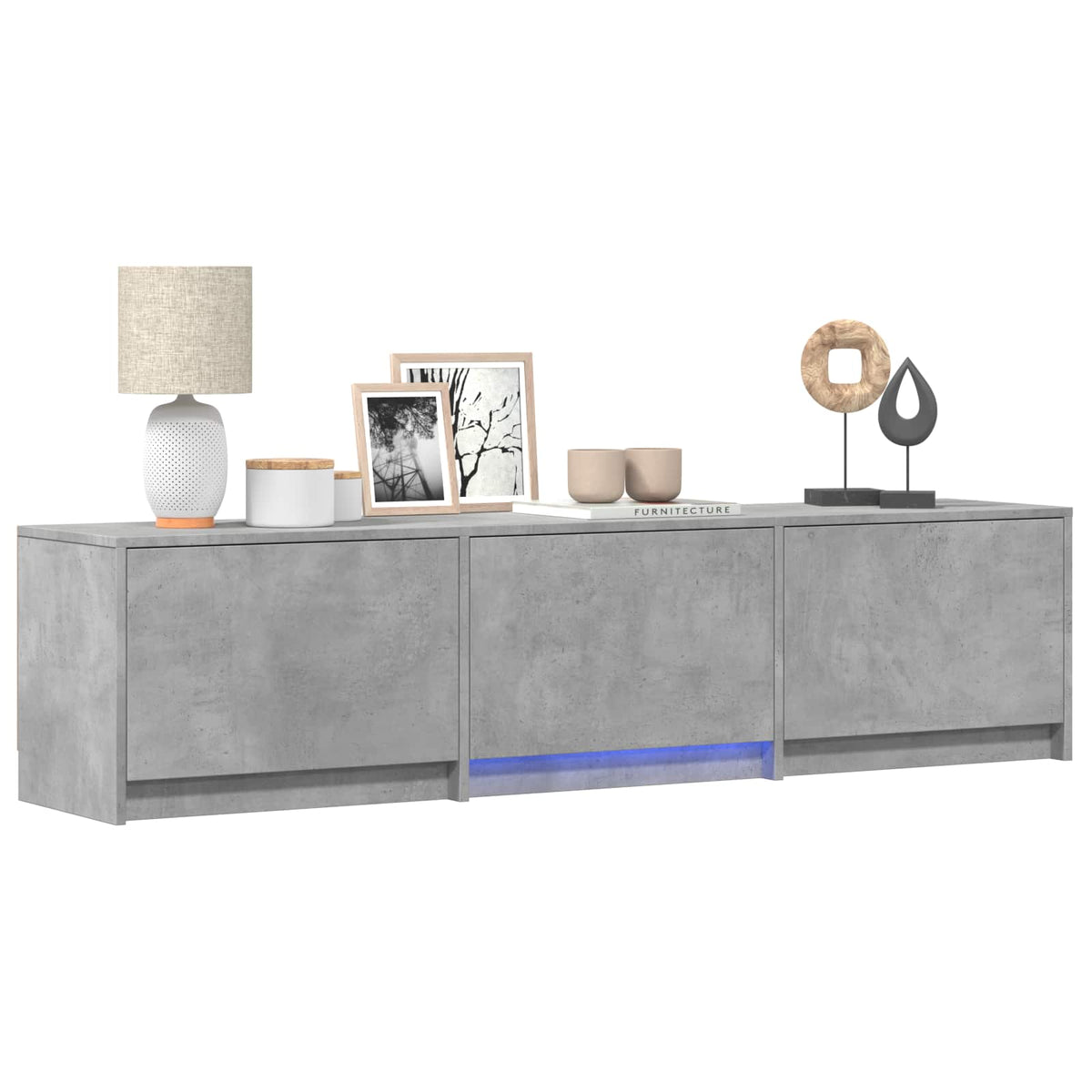 TV spintelė su LED 165x34x40 cm Betono Pilka Dirbtinė mediena