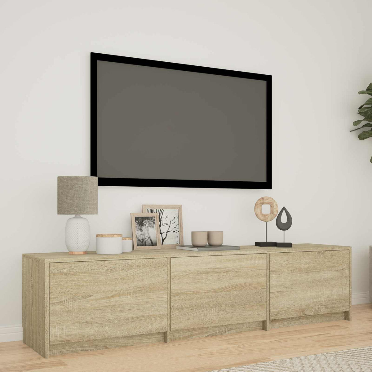 TV spintelė su LED 165 x 34 x 40 cm Sonoma ąžuolas