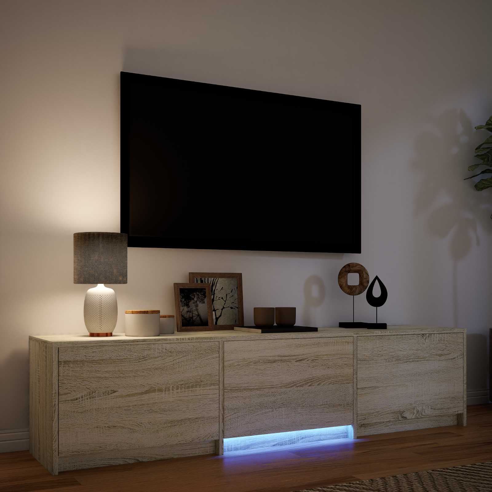 TV spintelė su LED 165 x 34 x 40 cm Sonoma ąžuolas