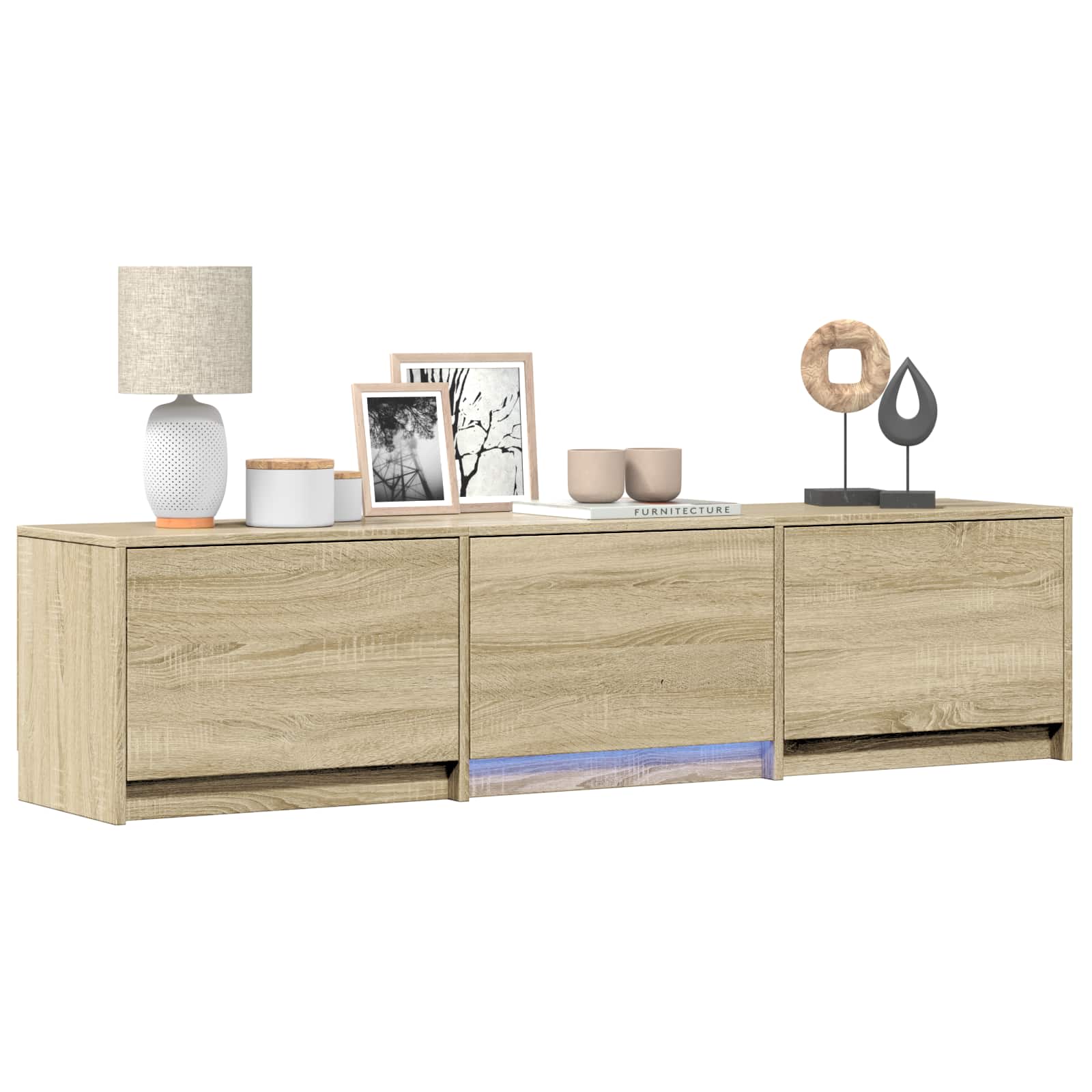 TV skapītis ar LED Sonoma ozolkoks 165 x 34 x 40 cm
