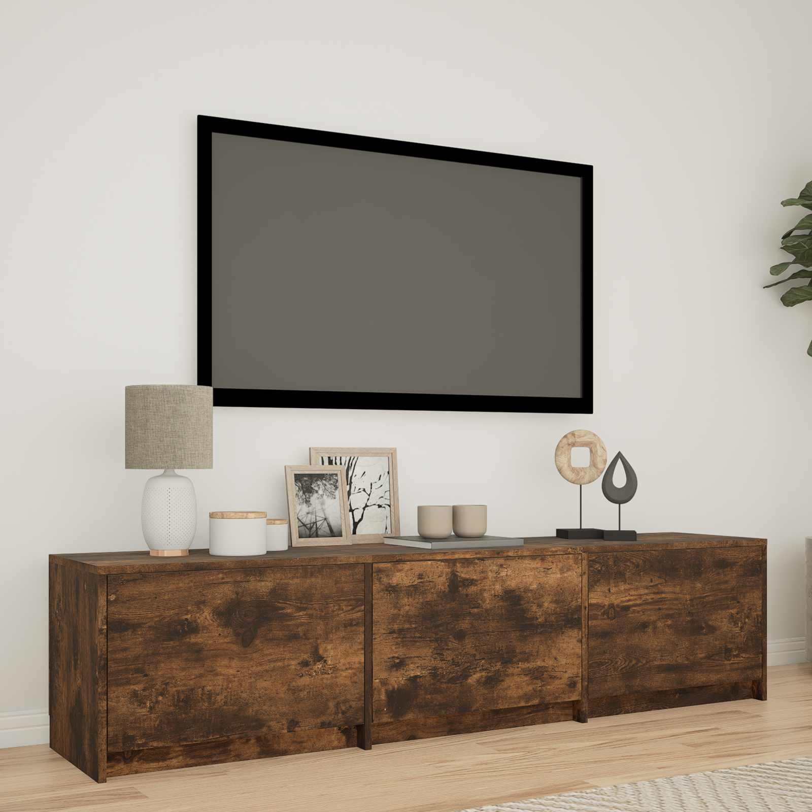TV spintelė su LED 165 x 34 x 40 cm Rūkytas Ąžuolas