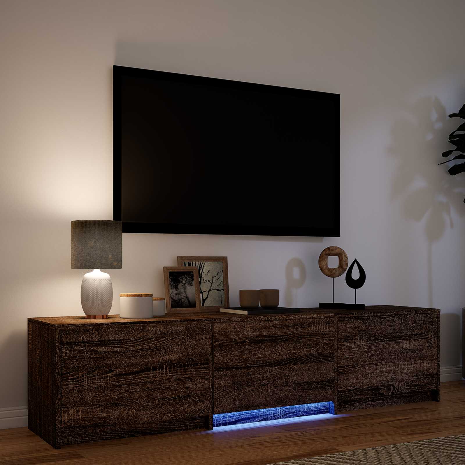 TV spintelė su LED 165 x 34 x 40 cm Rudas ąžuolas
