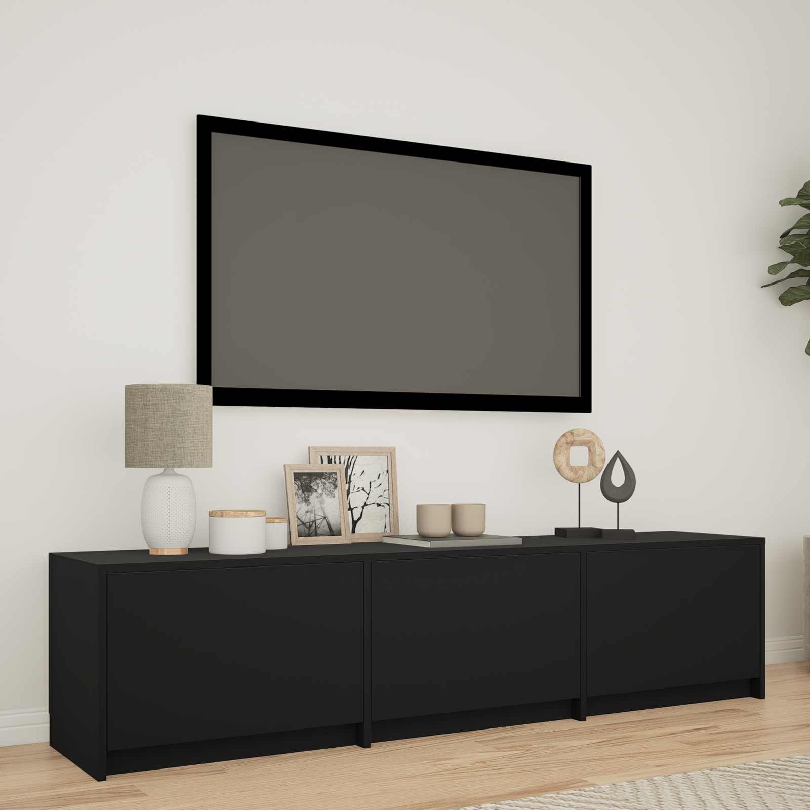 TV spintelė su LED 165 x 34 x 40 cm Juodas Dirbtinė mediena