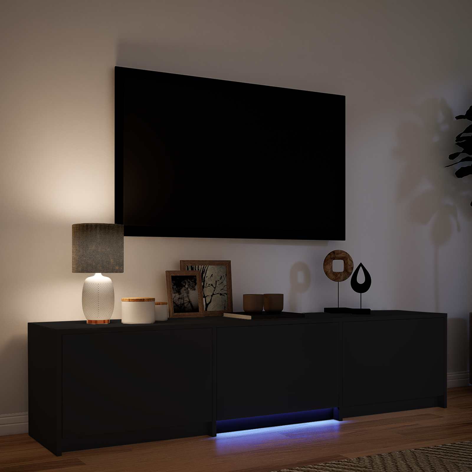 TV spintelė su LED 165 x 34 x 40 cm Juodas Dirbtinė mediena