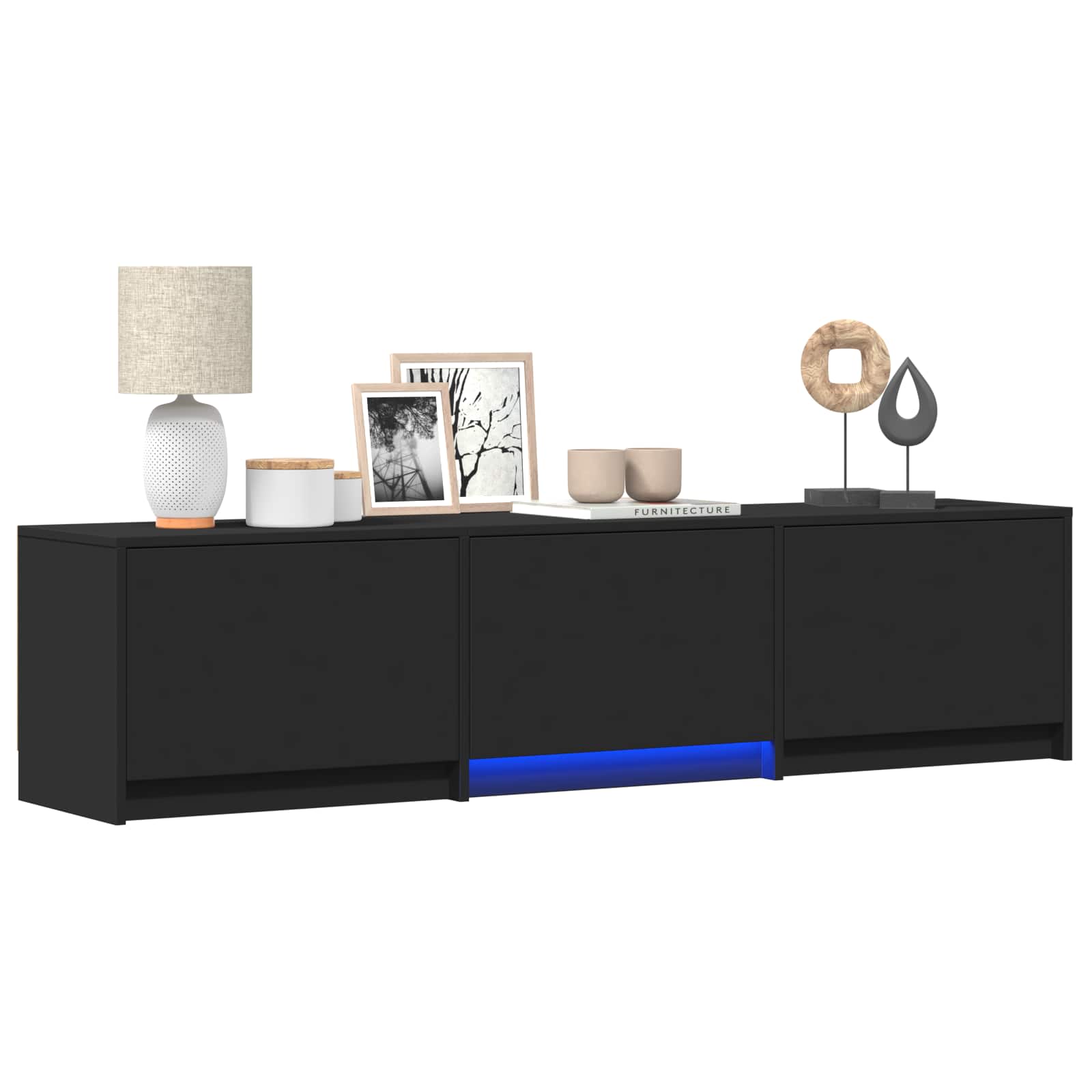 TV spintelė su LED 165 x 34 x 40 cm Juodas Dirbtinė mediena