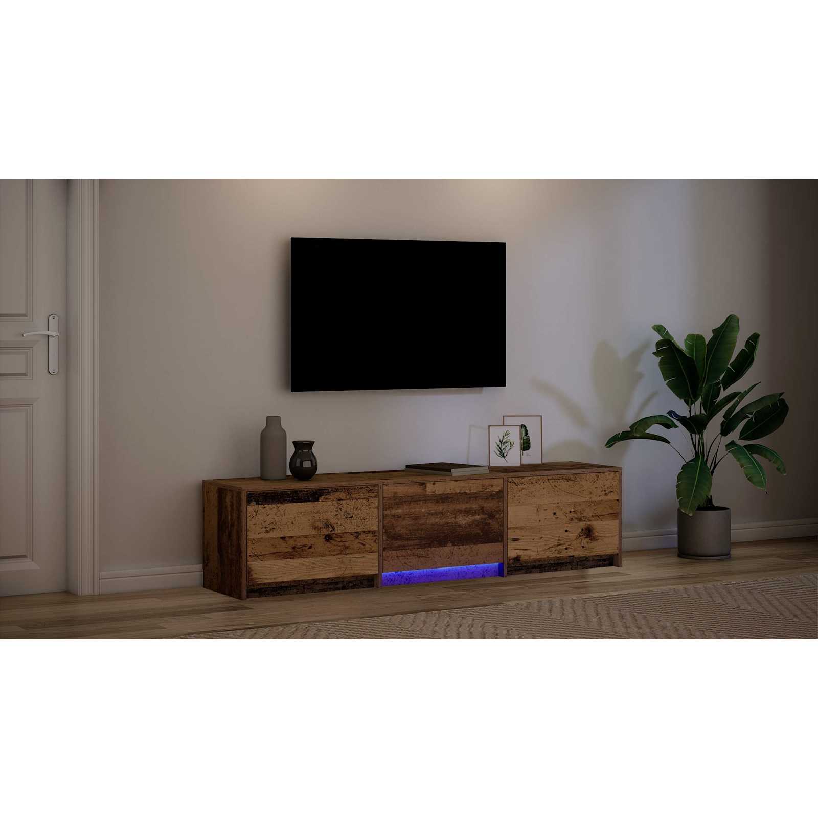 TV spinta su LED su stalčių Senovinis medis 162 x 34 x 40 cm