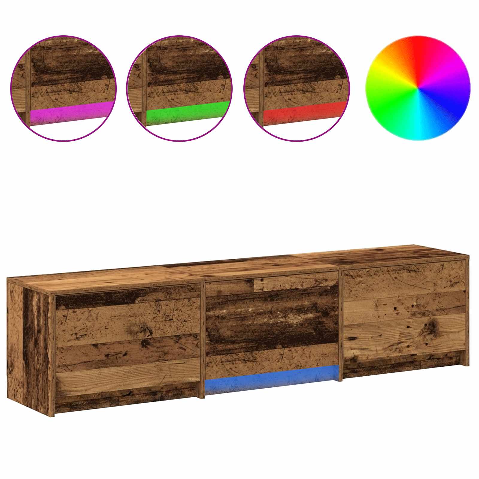 TV spinta su LED su stalčių Senovinis medis 162 x 34 x 40 cm