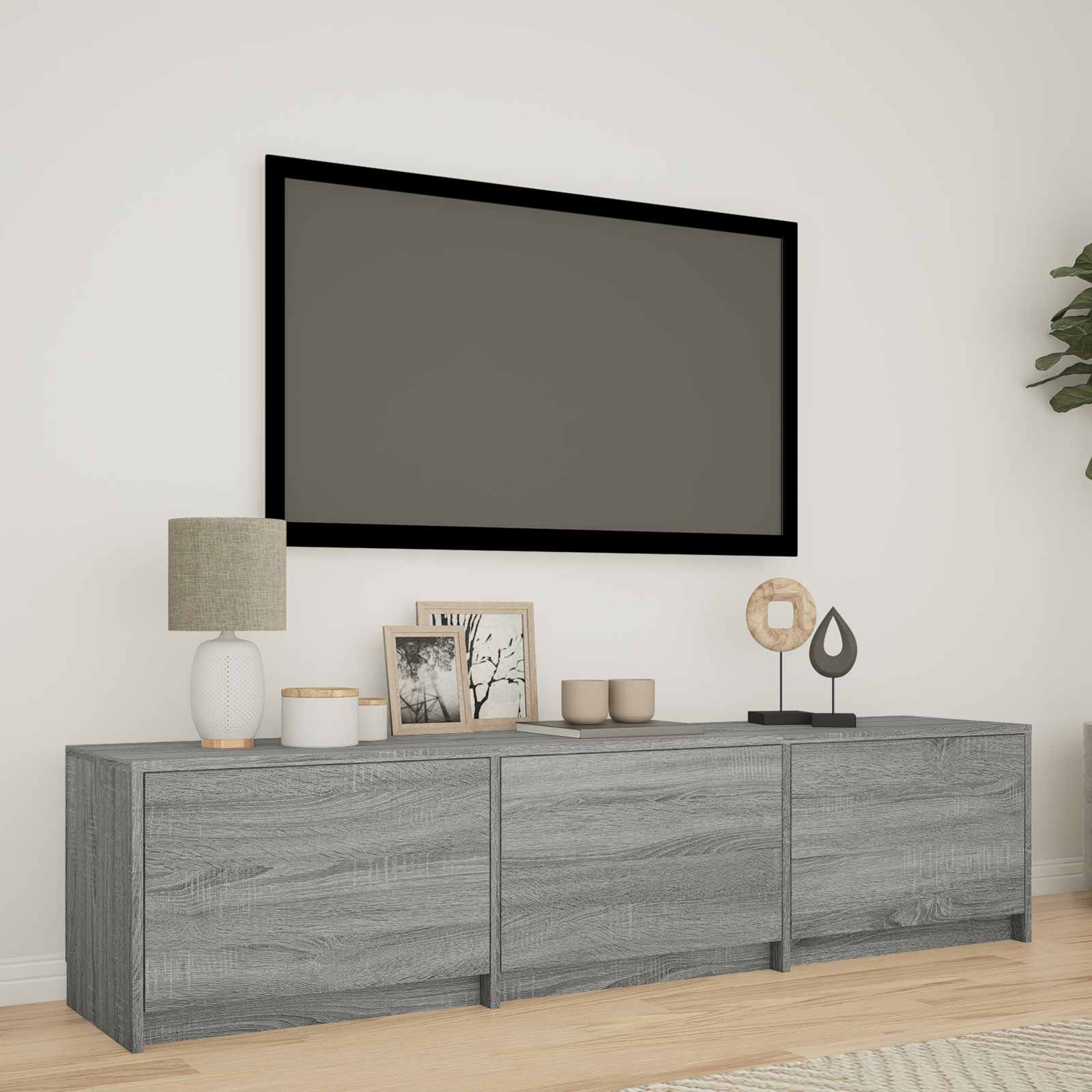 TV spintelė su LED 165x34x40 cm Pilka Sonoma Dirbtinė mediena