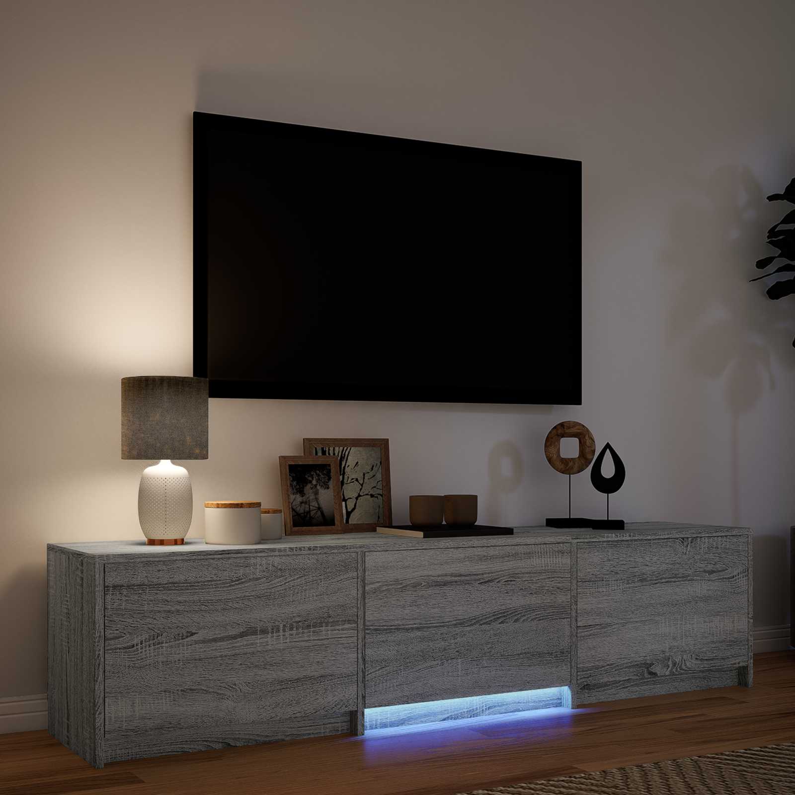 TV spintelė su LED 165x34x40 cm Pilka Sonoma Dirbtinė mediena
