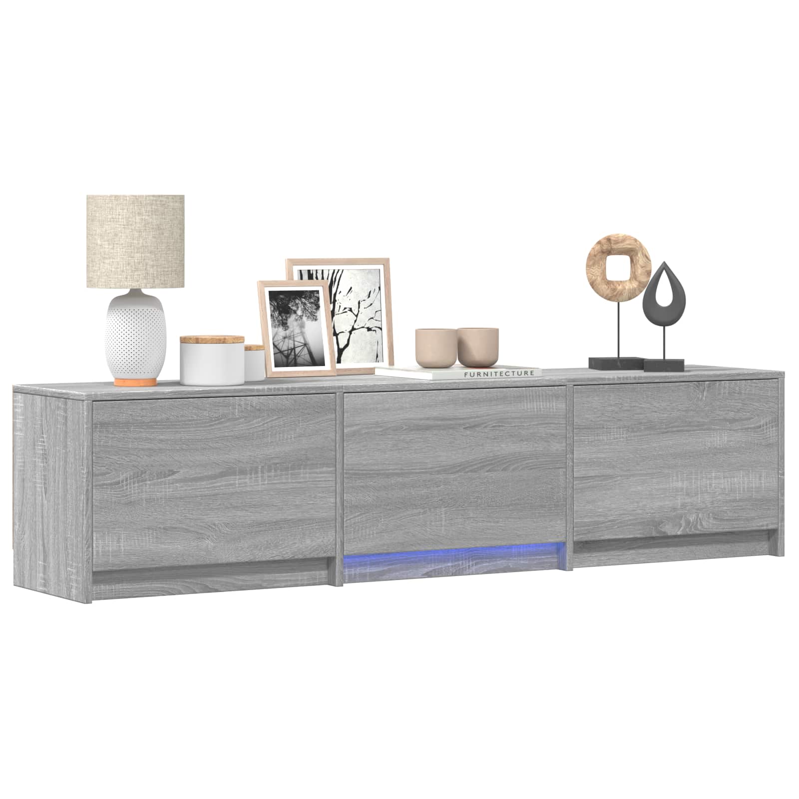 TV spintelė su LED su LED Pilka Sonoma 165 x 34 x 40 cm
