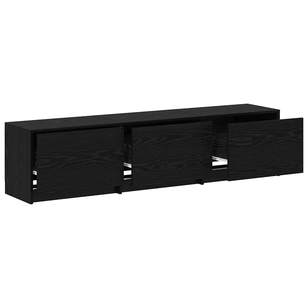 TV skapītis ar LED apgaismojumu un atvilktnēm Melns ozols 162 x 34 x 40 cm