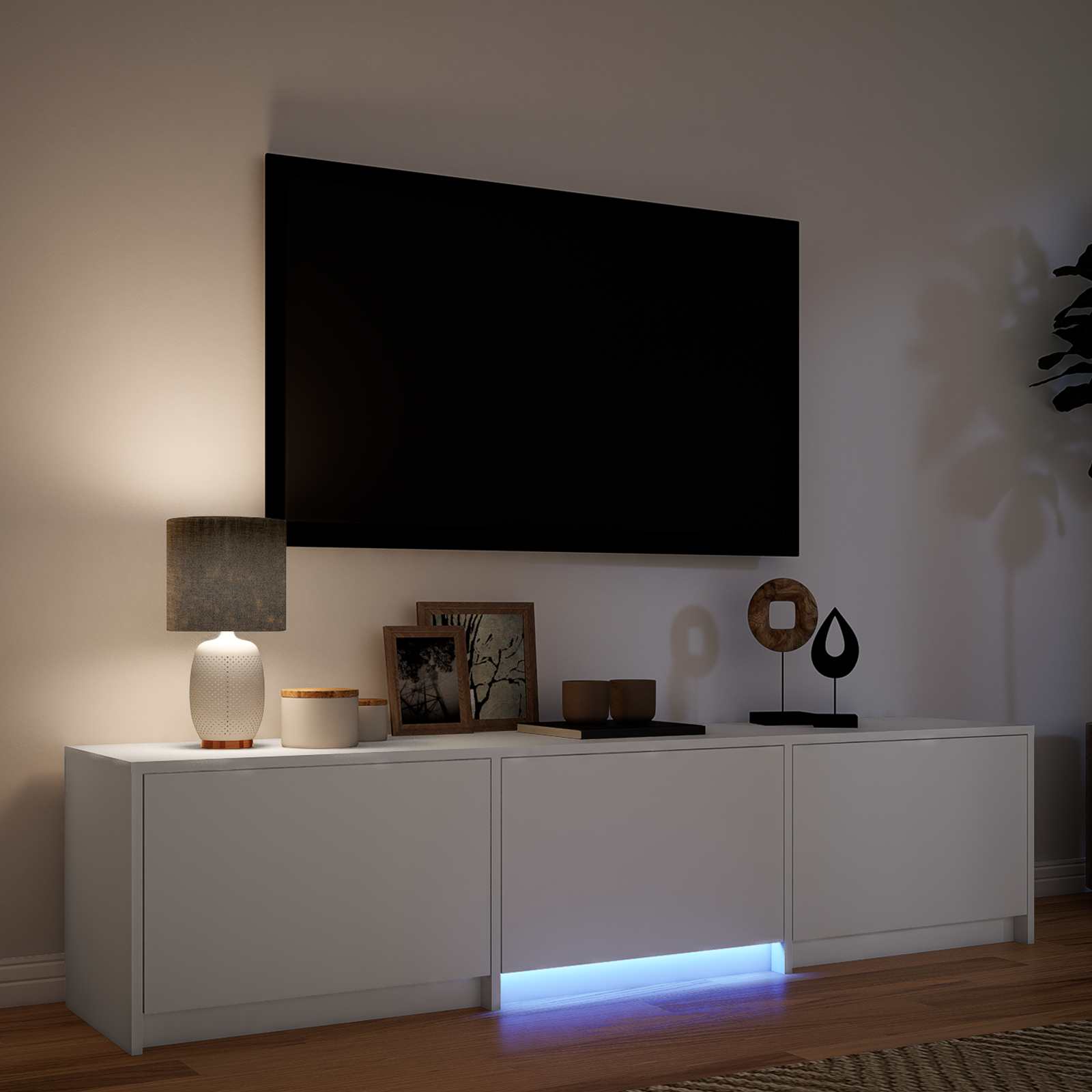 TV spintelė su LED 165 x 34 x 40 cm Baltas Dirbtinė mediena