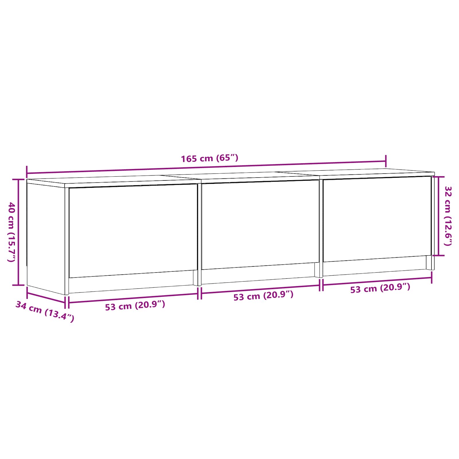 Televizora skapītis ar LED gaismām Balts 165 x 34 x 40 cm, inženierijas koks