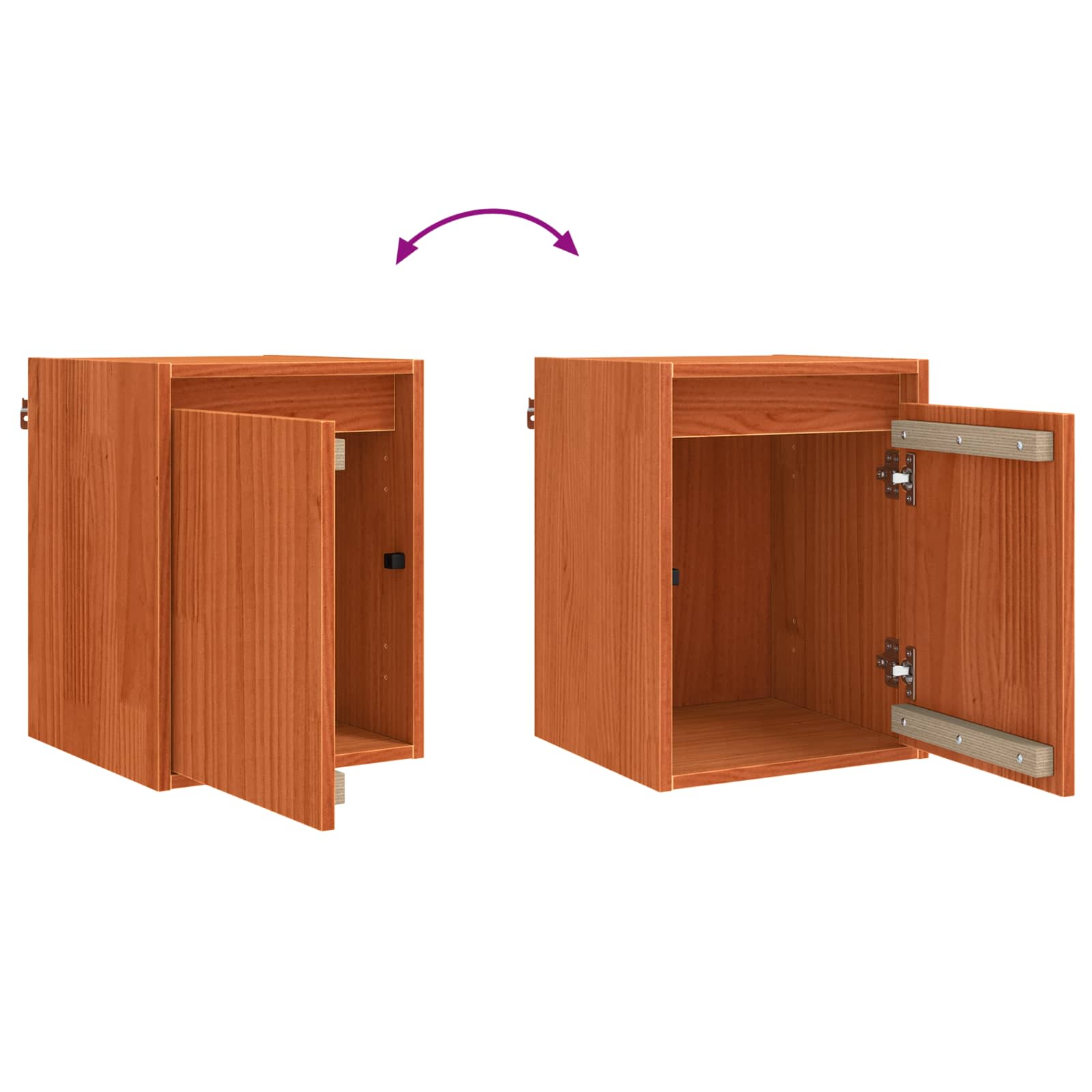Sieninė spintelė su saugykla 2 pcs Vaško ruda 30 x 30 x 40 cm