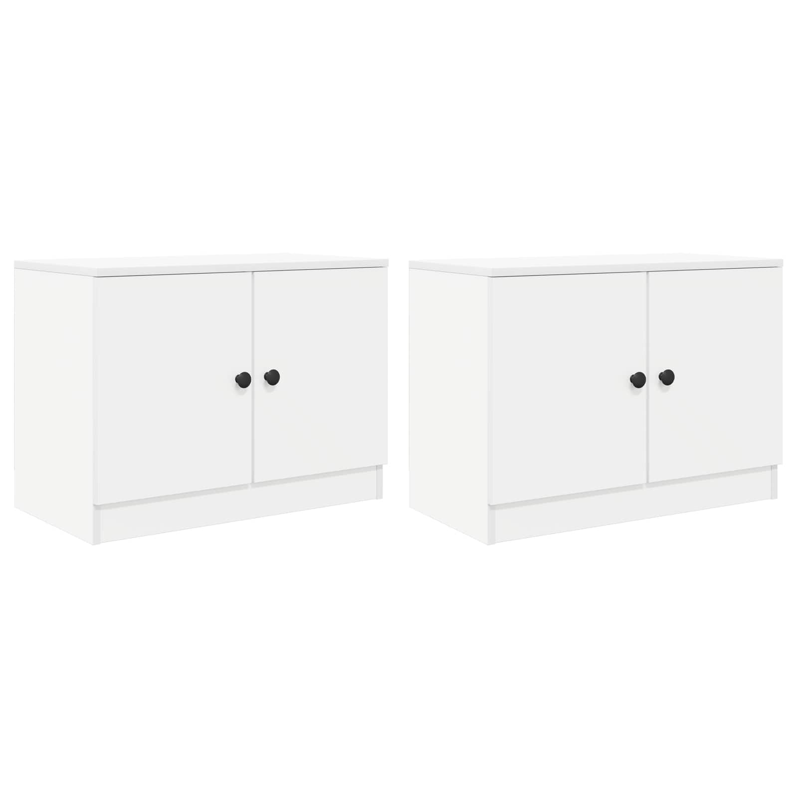 Lovos spintelė 2 pcs Balta 66 x 35 x 48 cm Dirbtinė mediena