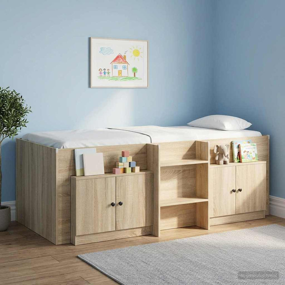 Lovos spintelė su saugykla 2 pcs Sonoma ąžuolas 66 x 35 x 48 cm