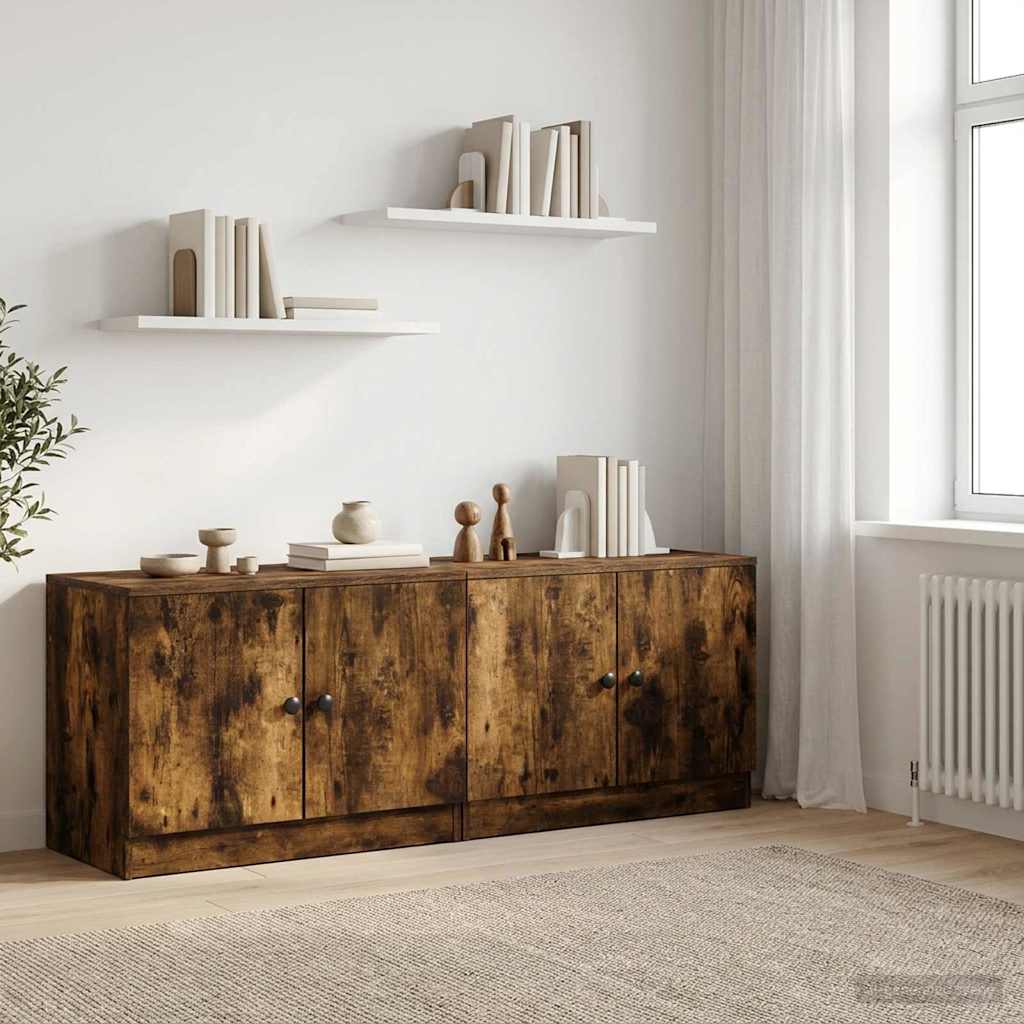 Lovos spintelė su durimis 2 pcs Rūkytas Ąžuolas 66 x 35 x 48 cm