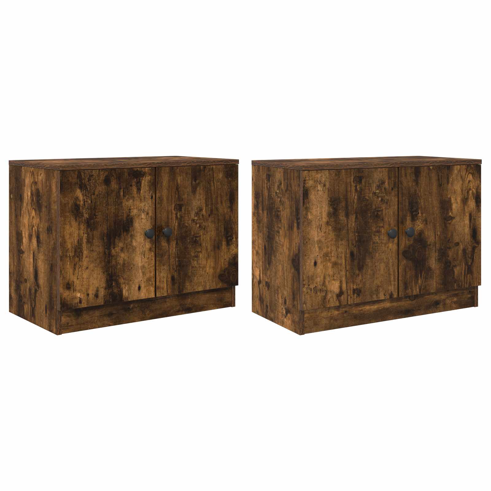 Lovos spintelė su durimis 2 pcs Rūkytas Ąžuolas 66 x 35 x 48 cm