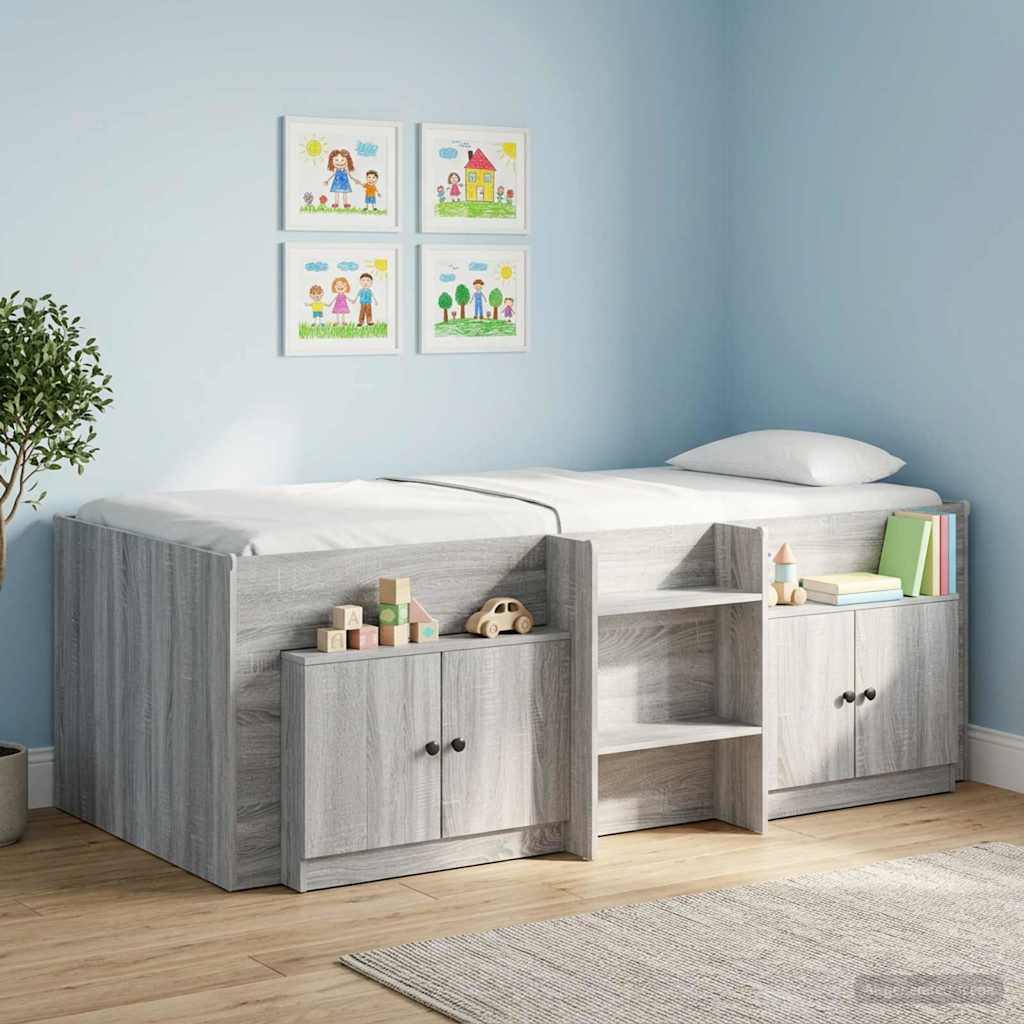 Lovos spintelė su saugykla 2 pcs Pilka Sonoma 66 x 35 x 48 cm