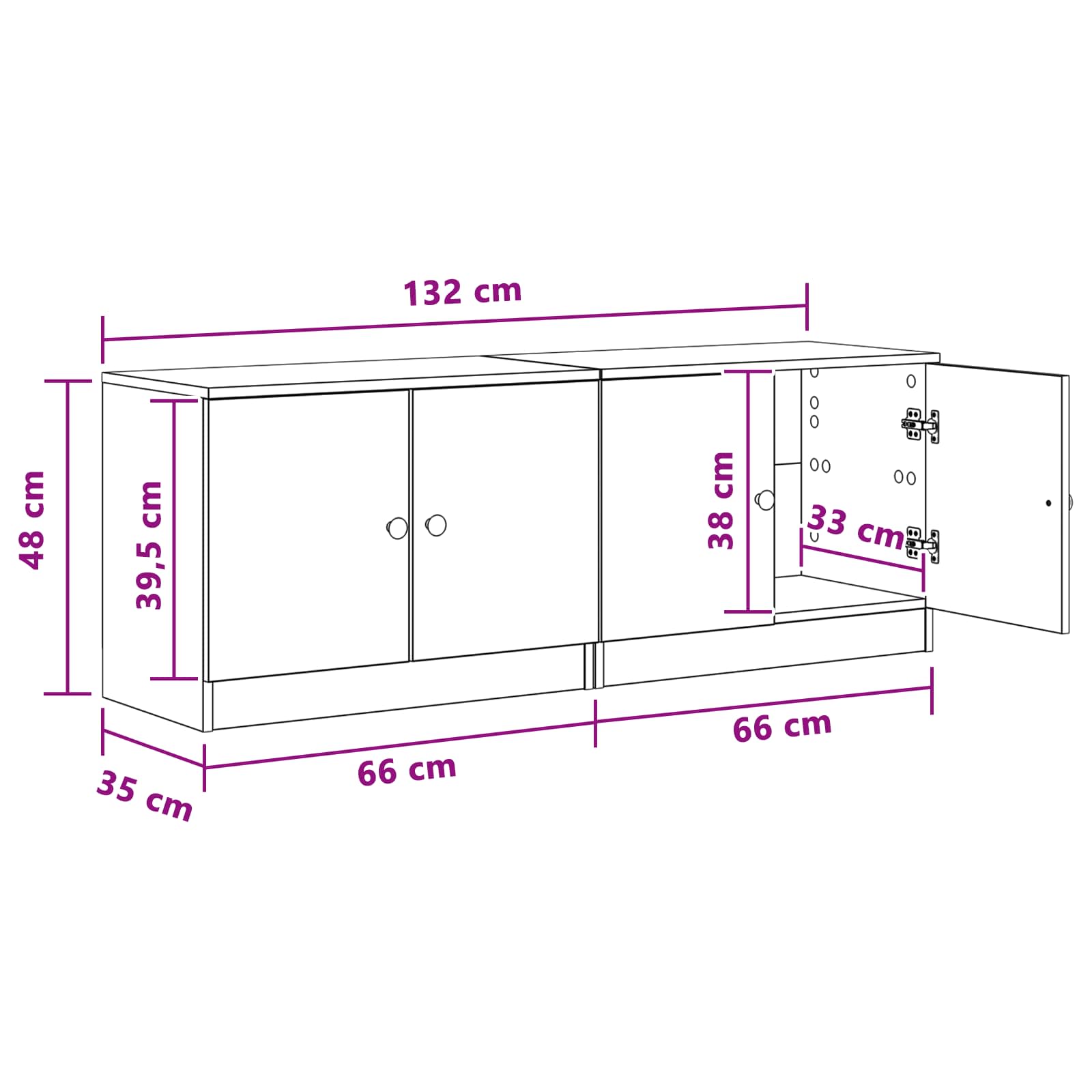 Lovos spintelė su saugykla 2 pcs Pilka Sonoma 66 x 35 x 48 cm