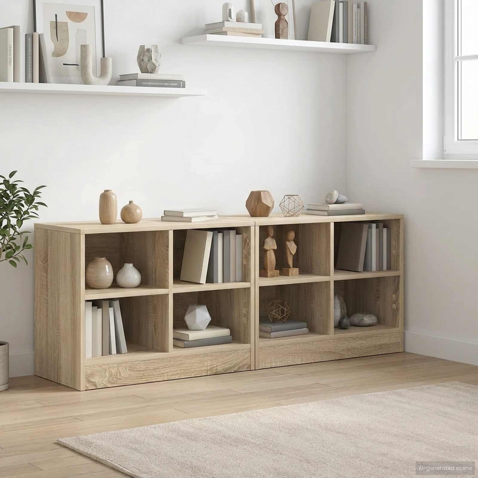 Lovos spintelė su lentyna 2 pcs Sonoma ąžuolas 66 x 33 x 48 cm