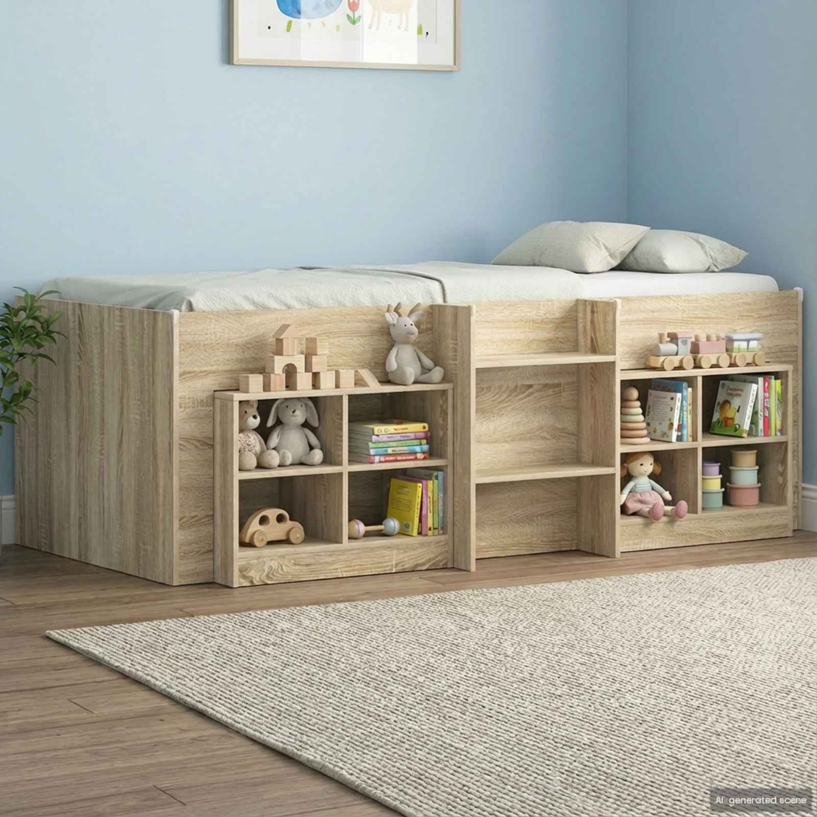 Lovos spintelė su lentyna 2 pcs Sonoma ąžuolas 66 x 33 x 48 cm