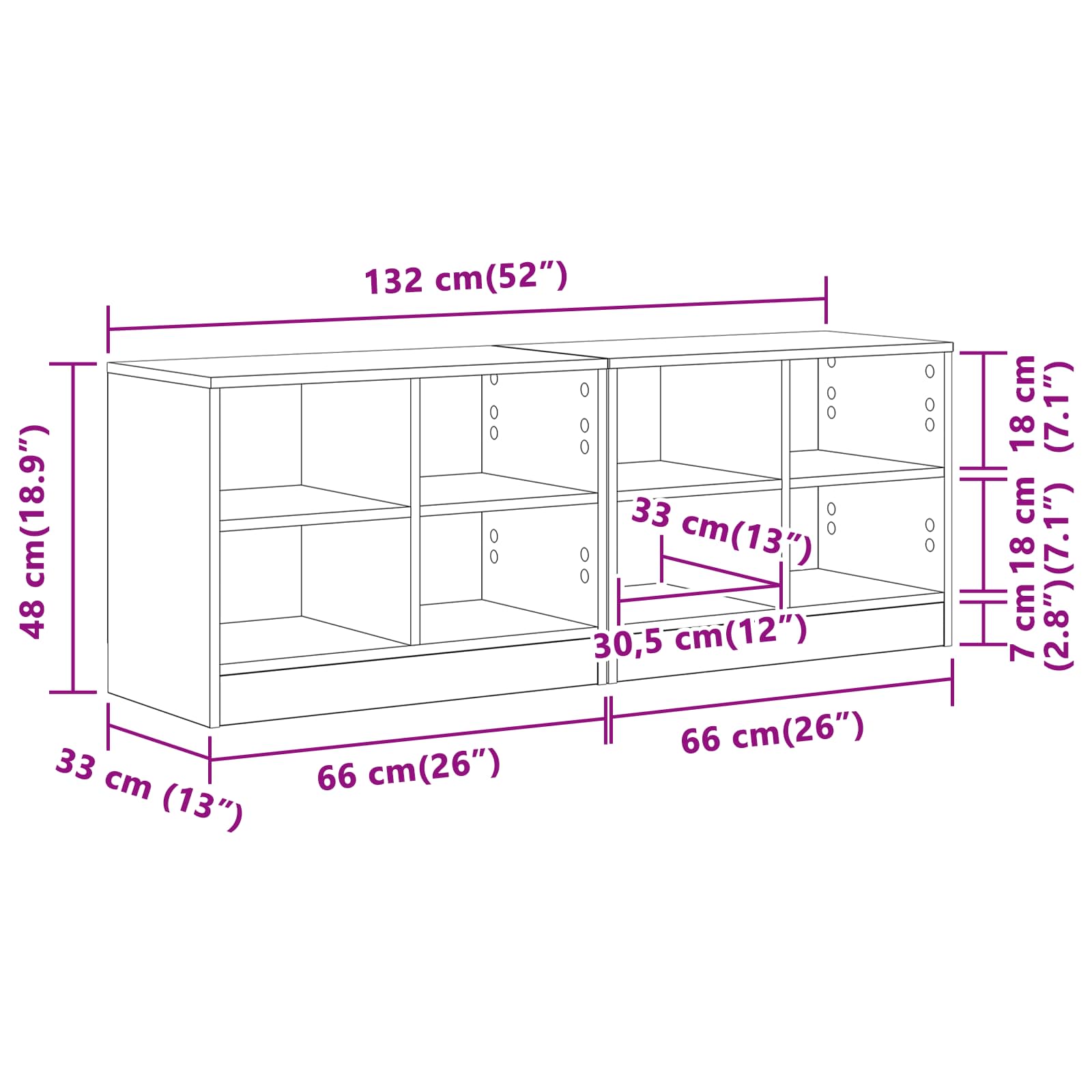 Lovos spintelė su lentyna 2 pcs Sonoma ąžuolas 66 x 33 x 48 cm