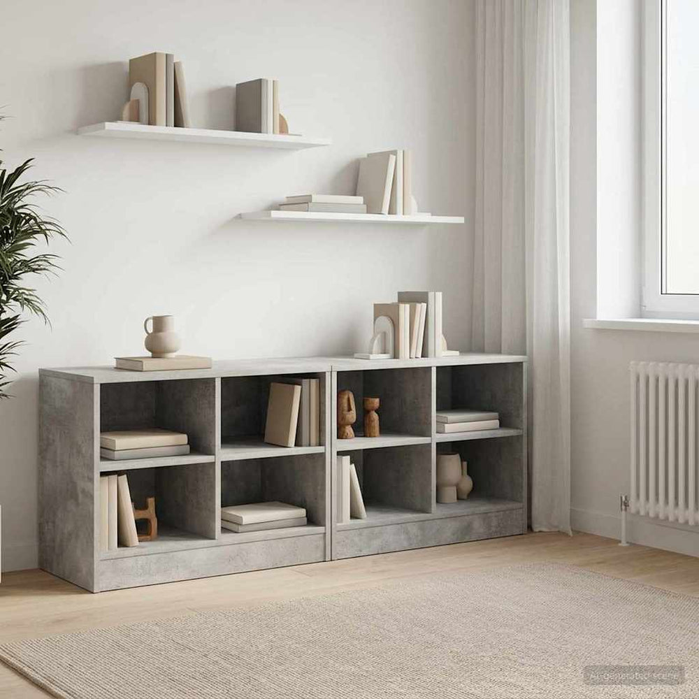 Lovos spintelė su lentyna 2 pcs Betono pilka 66 x 33 x 48 cm