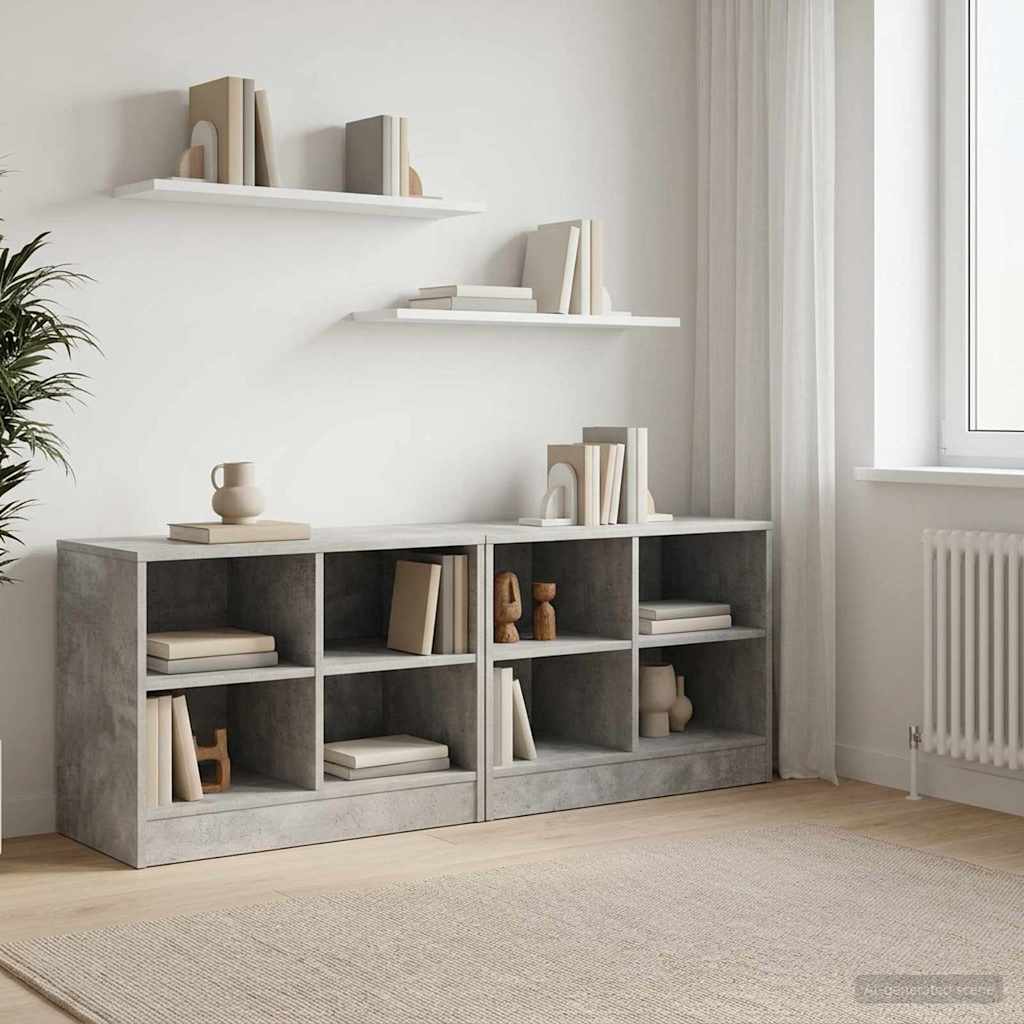 Lovos spintelė su lentyna 2 pcs Betono pilka 66 x 33 x 48 cm