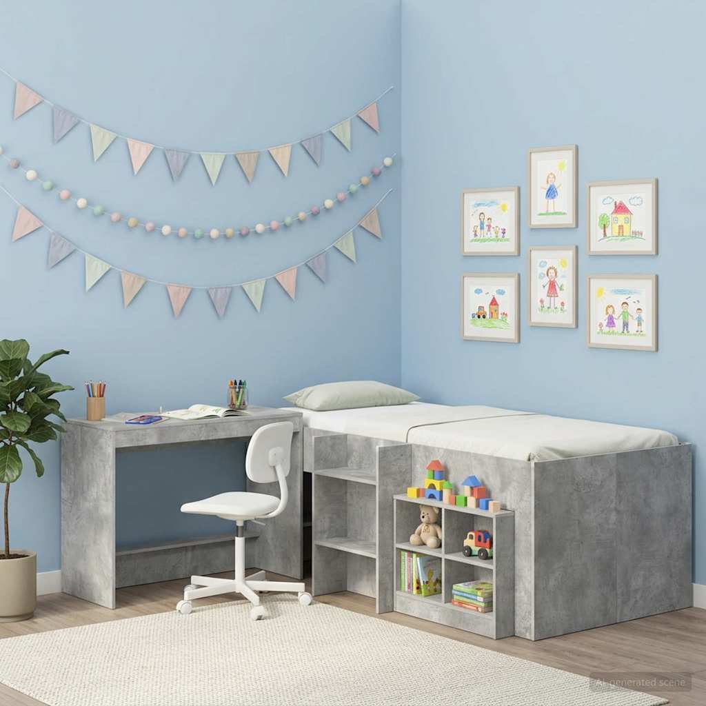 Gultas galds Betona pelēks 100 x 45 x 75 cm Apstrādāta koksne