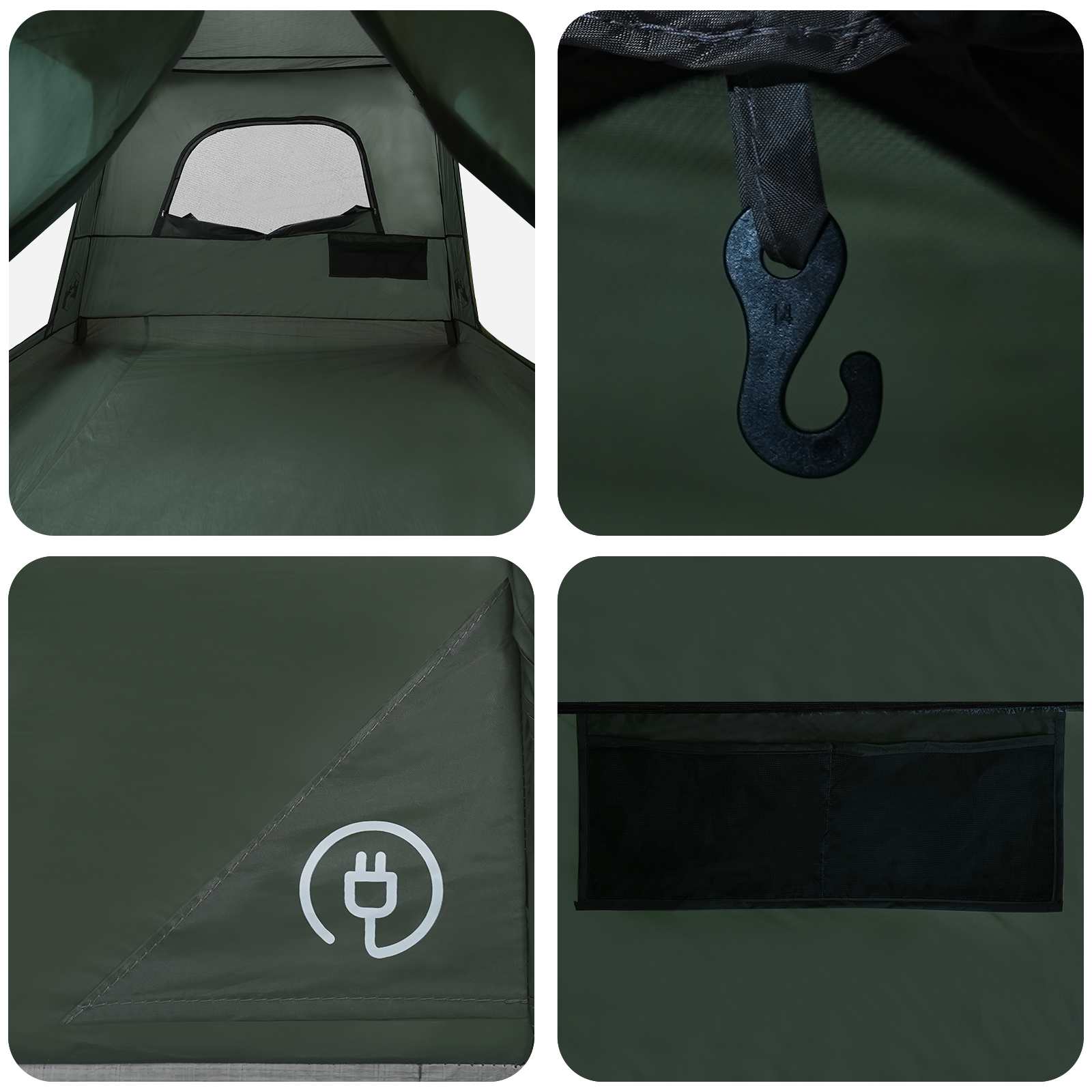 Šeimos palapinė su stogu Armijos Žalia 420 x 305 x 200 cm