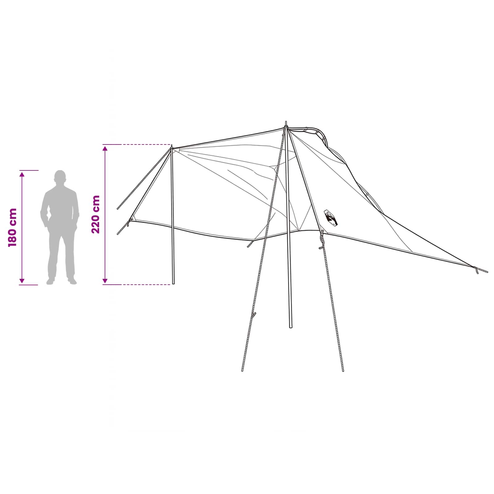 Automobilių palapinė Mėlyna 350 x 250 cm Poliesteris ir plienas