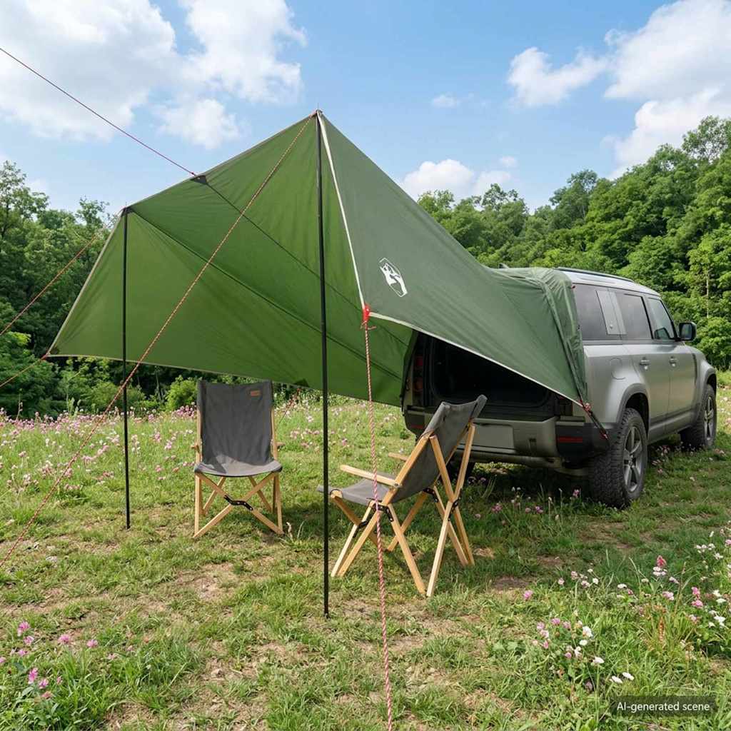 Transporto priemonės tentas su stogu Žalia 518 x 580 x 215 cm