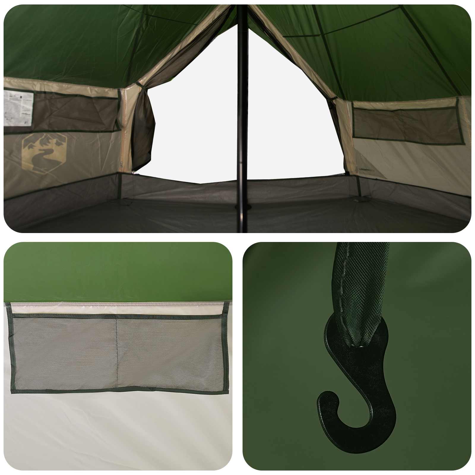 Tipi palapinė Žalia 700 x 700 x 395 cm Poliesteris ir plienas