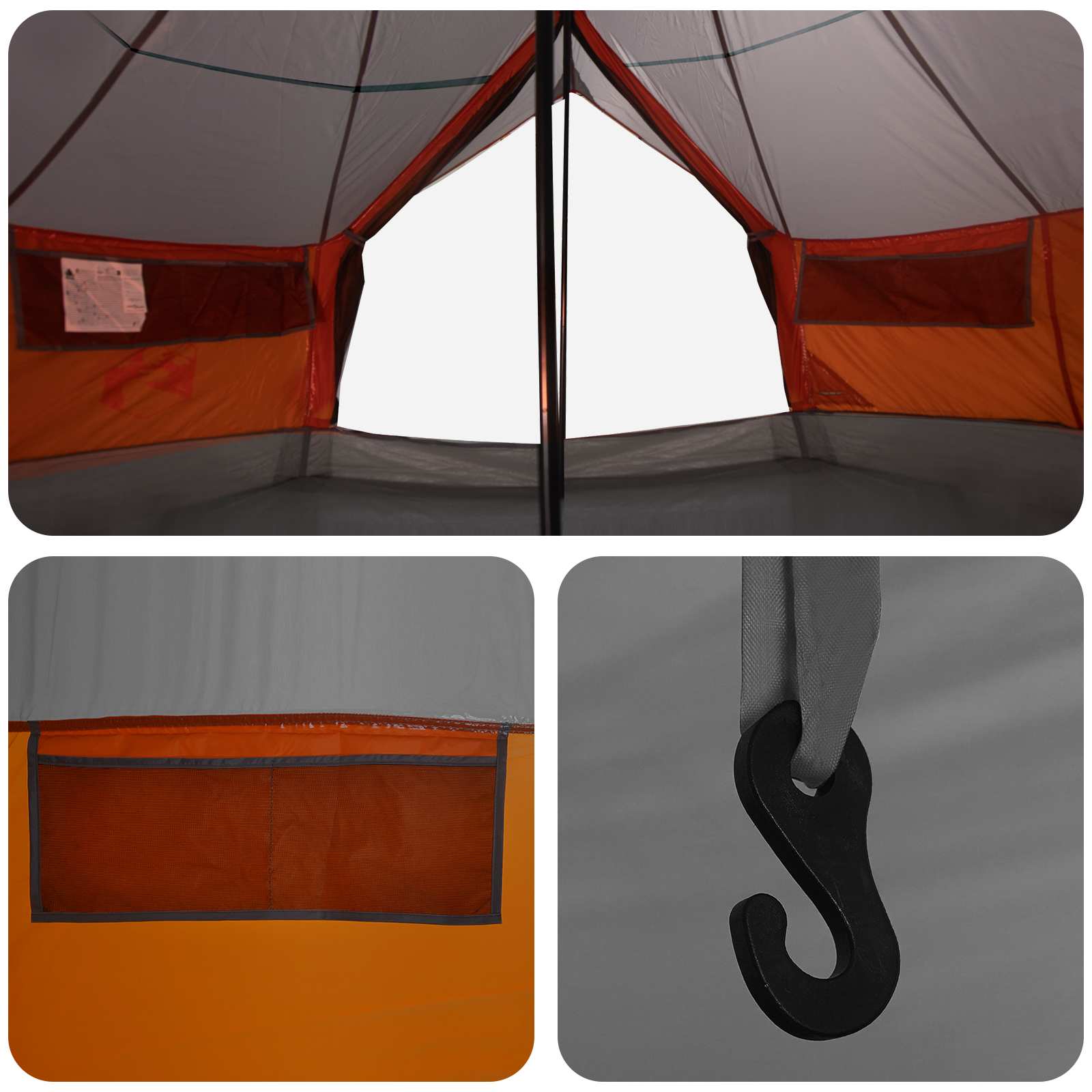 Tipi palapinė su stogu Pilka ir oranžinė 700 x 700 x 395 cm