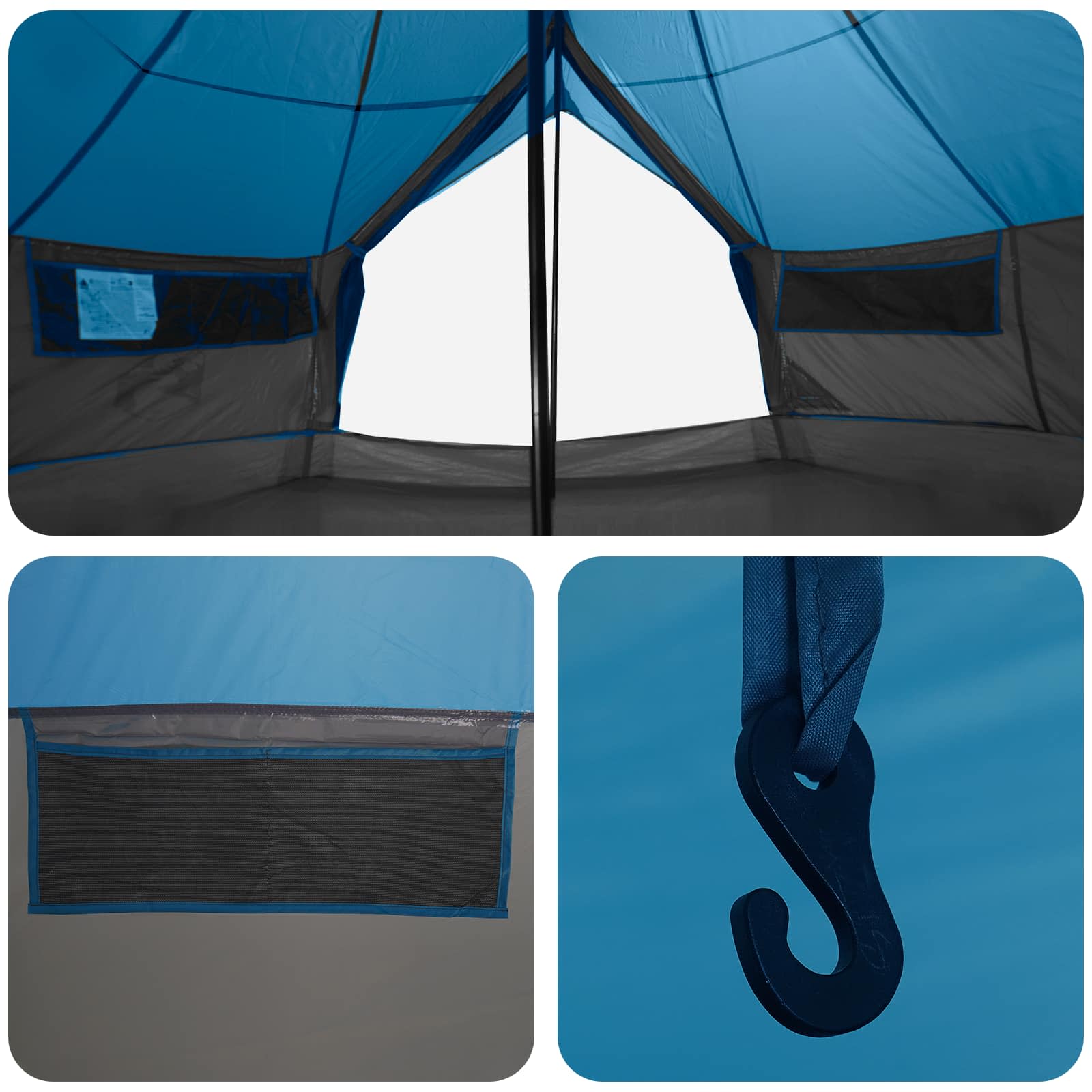 Tipi palapinė Mėlyna 800 x 800 x 430 cm Poliesteris ir plienas