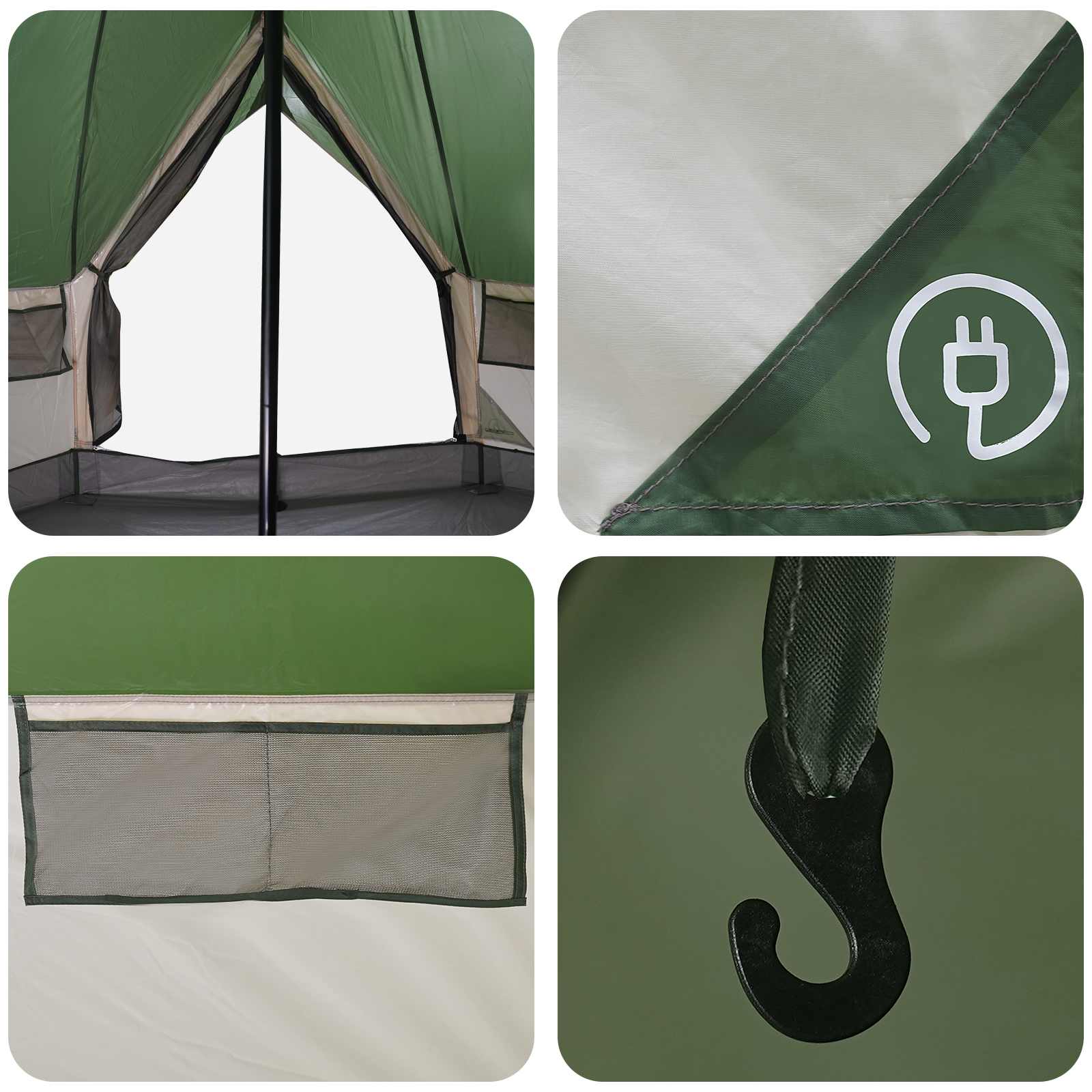 Tipi palapinė Žalia 250 x 250 cm Poliesteris ir plienas