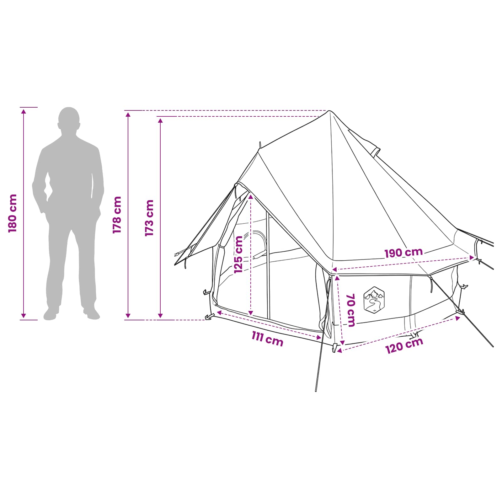 Tipi palapinė su stogu Pilka ir oranžinė 250 x 250 cm