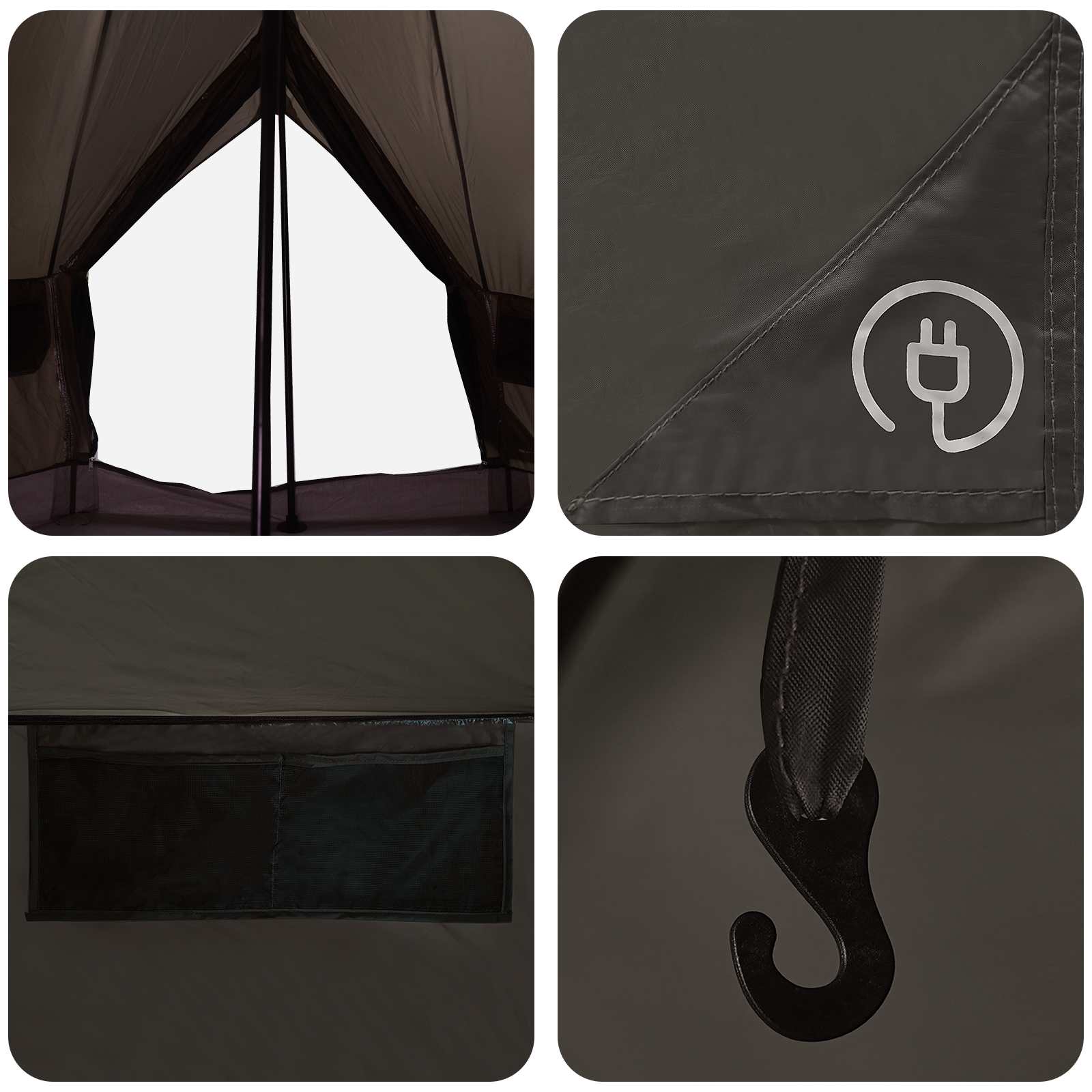 Tipi palapinė Ruda Pilka 250 x 250 cm Poliesteris ir plienas