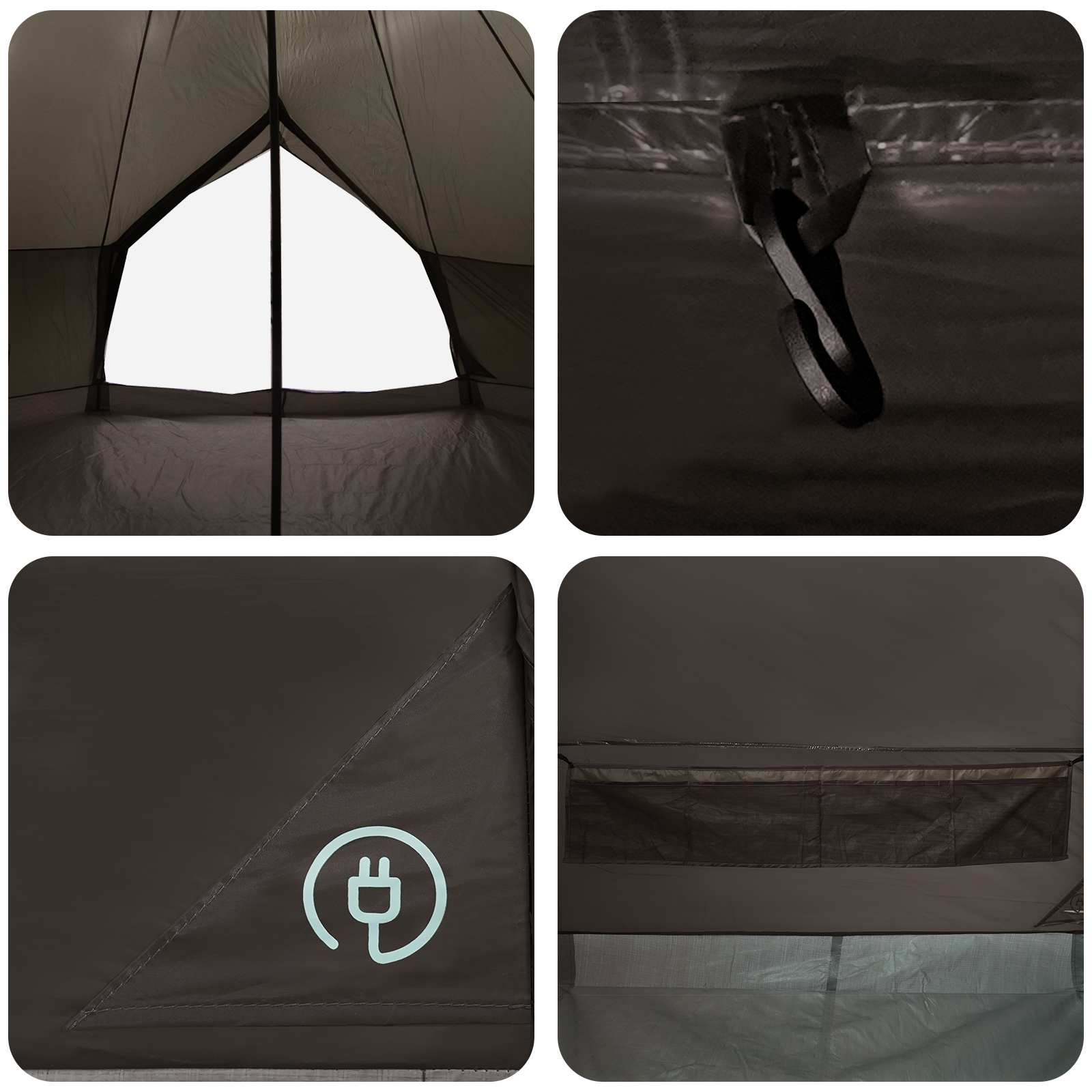 Tipi palapinė su stogu Ruda Pilka 600 x 600 x 350 cm