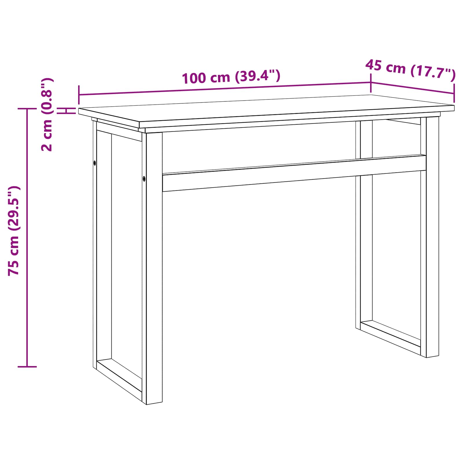 Stalas Natūrali Kieto teka medžio 100 x 45 x 75cm