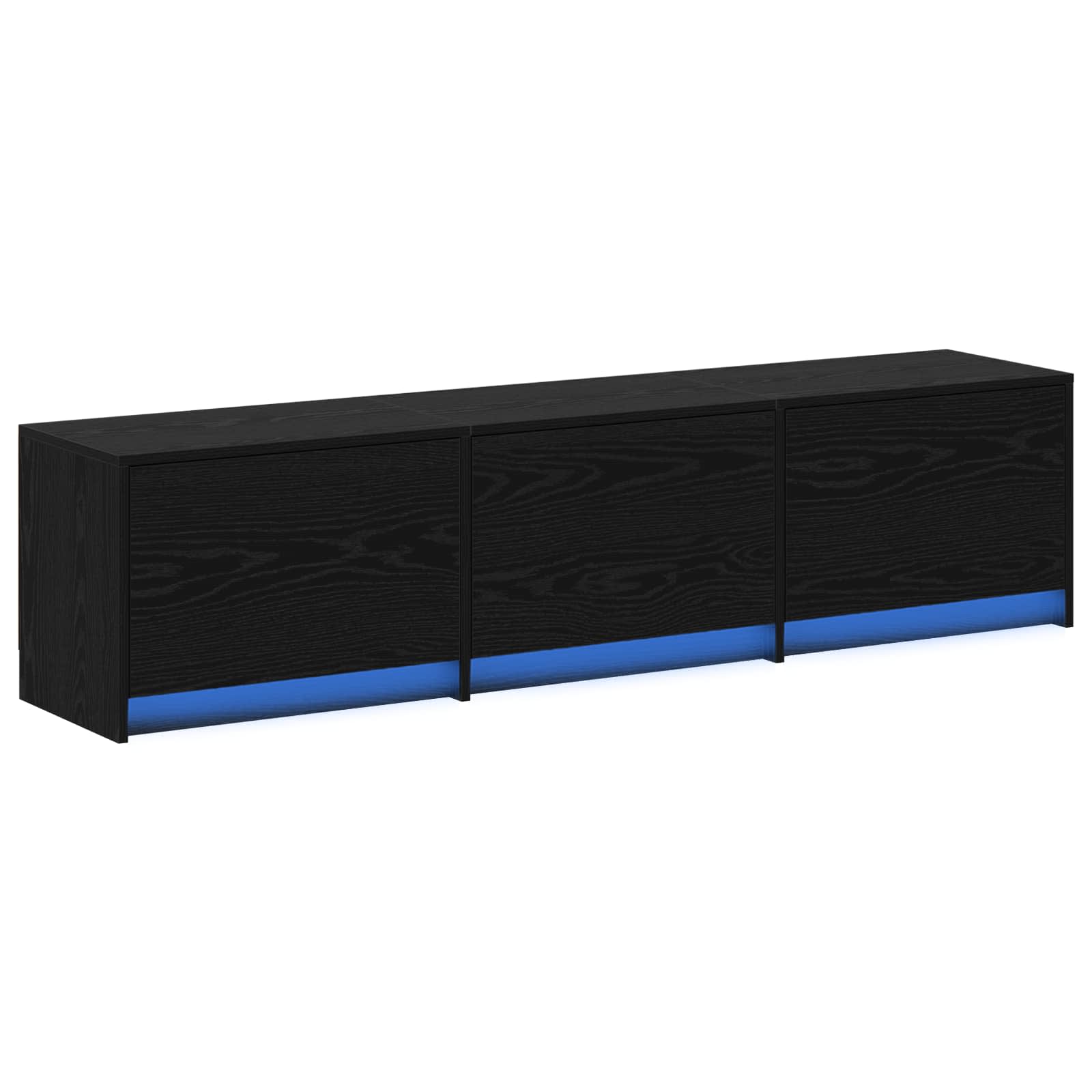 TV Cabinet with LED Black Oak 165 x 34 x 40 cm