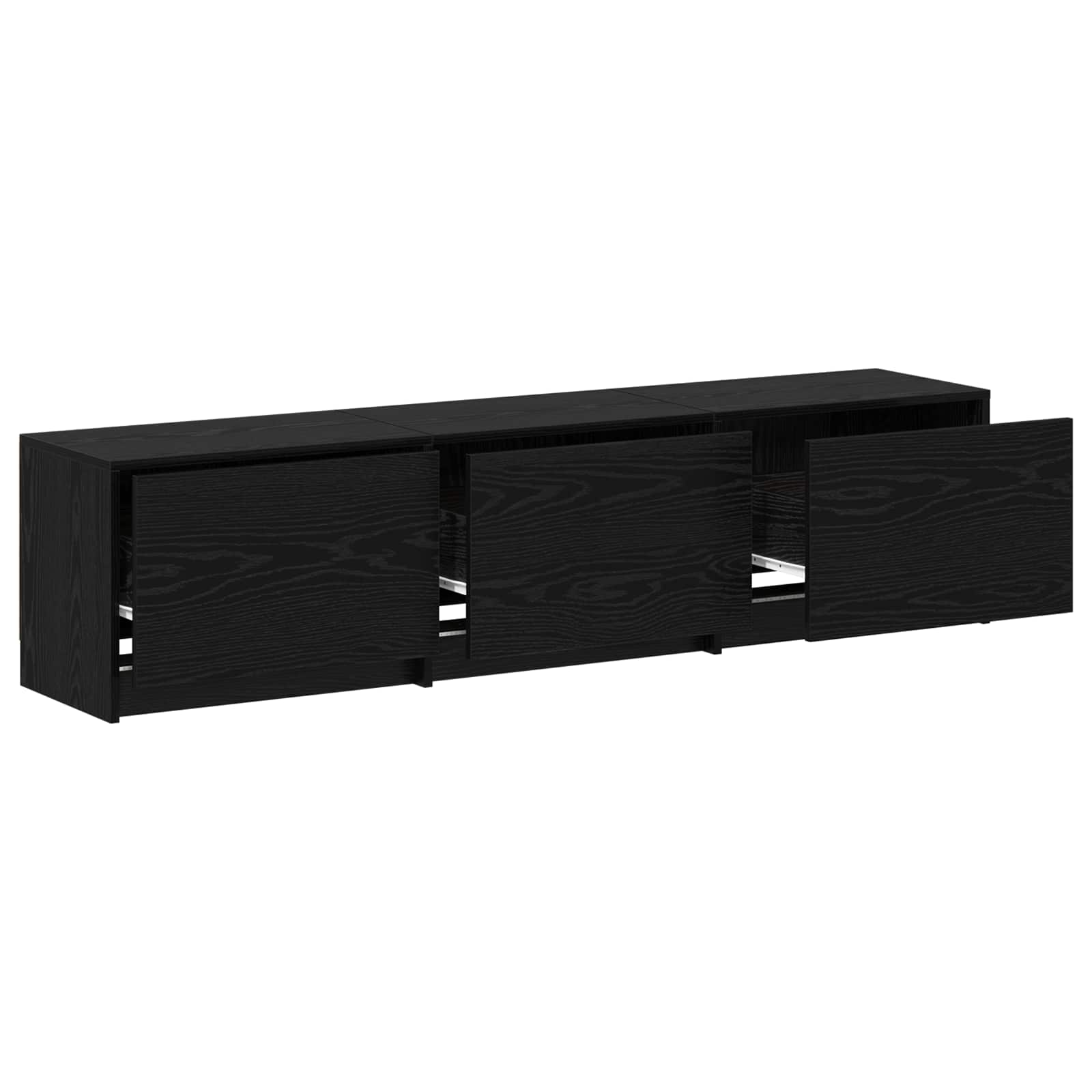 TV Cabinet with LED Black Oak 165 x 34 x 40 cm
