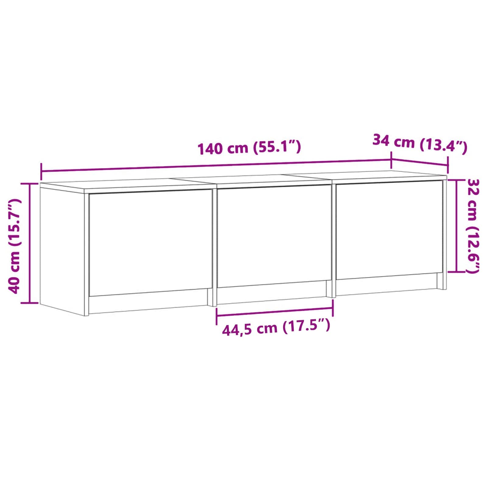 TV Cabinet White 140x34x40 cm Engineered Wood